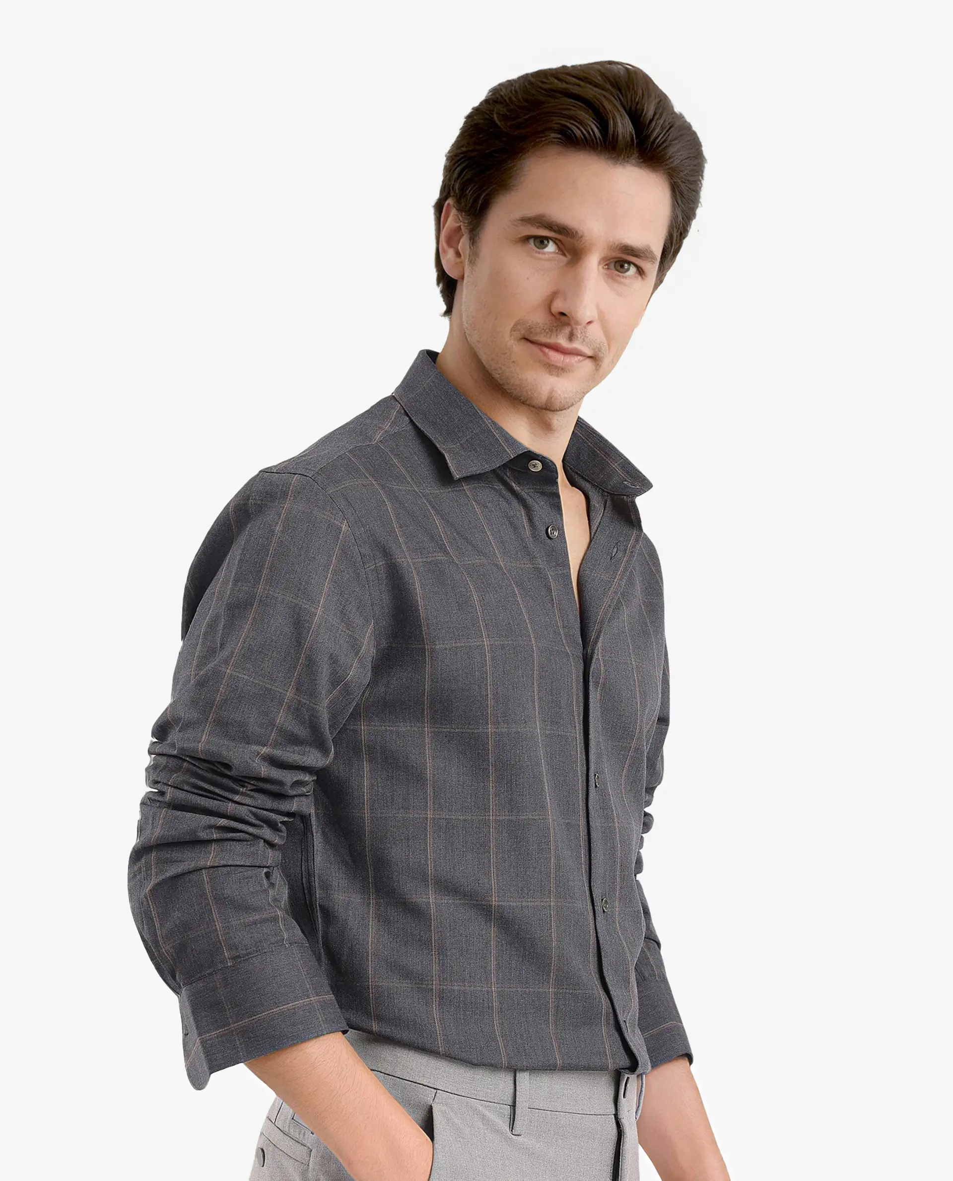 Rare Rabbit Men's Ropos-2 Grey Cotton Checked Print Regular Fit Full Sleeve Collared Shirt - Image 6