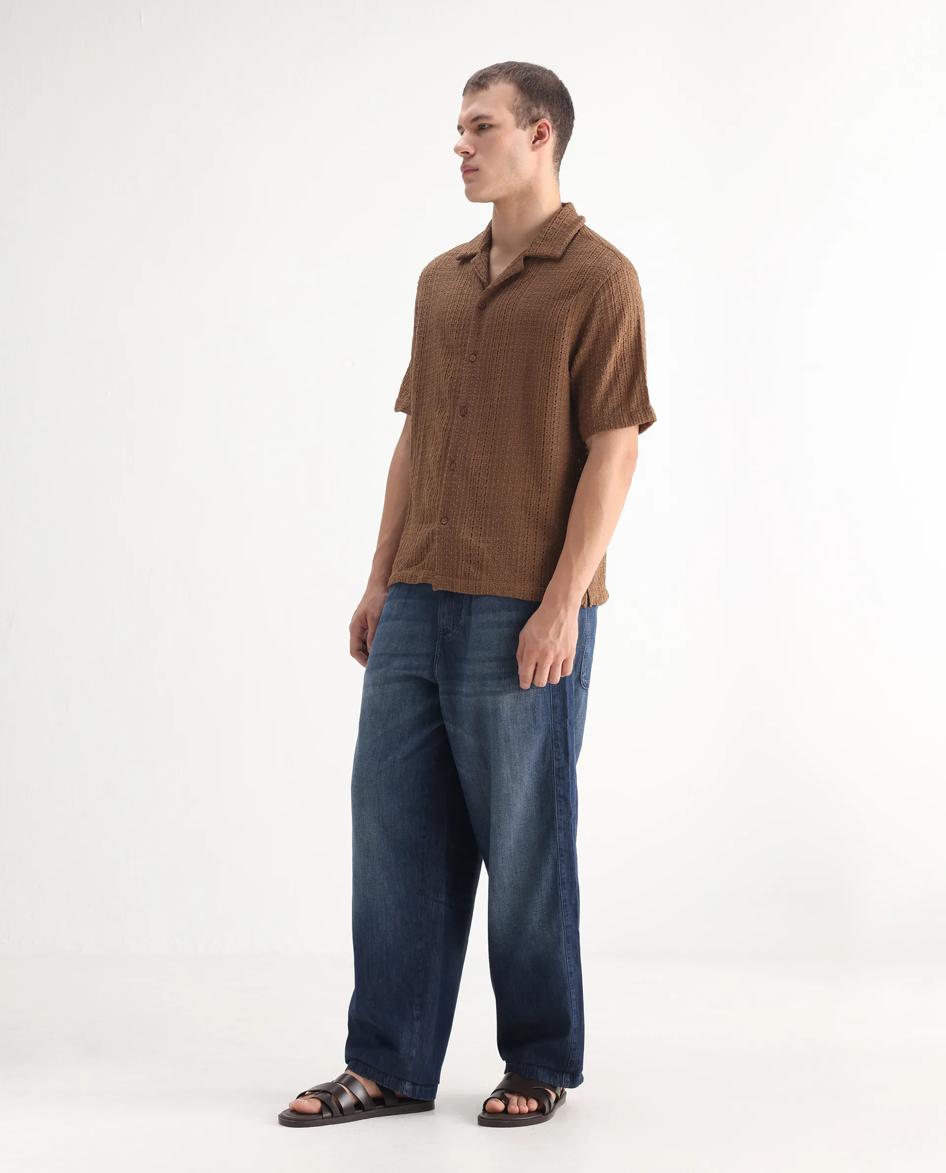 Rare Rabbit Men's Rory Light Blue Cotton Plain Baggy Fit Jeans - Image 5