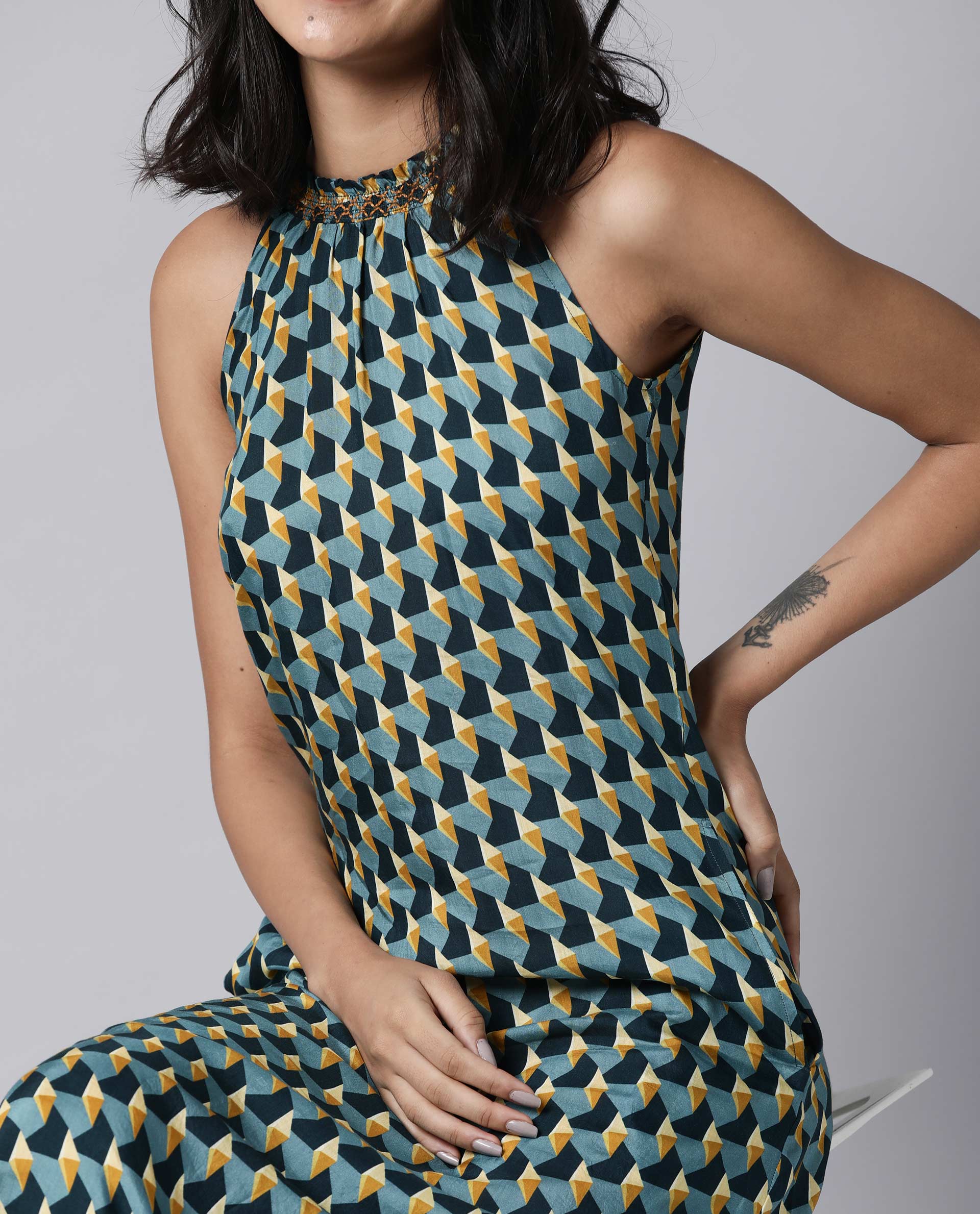 Rareism Women Rosa Mustard Dress Sleeveless Printed - Image 10
