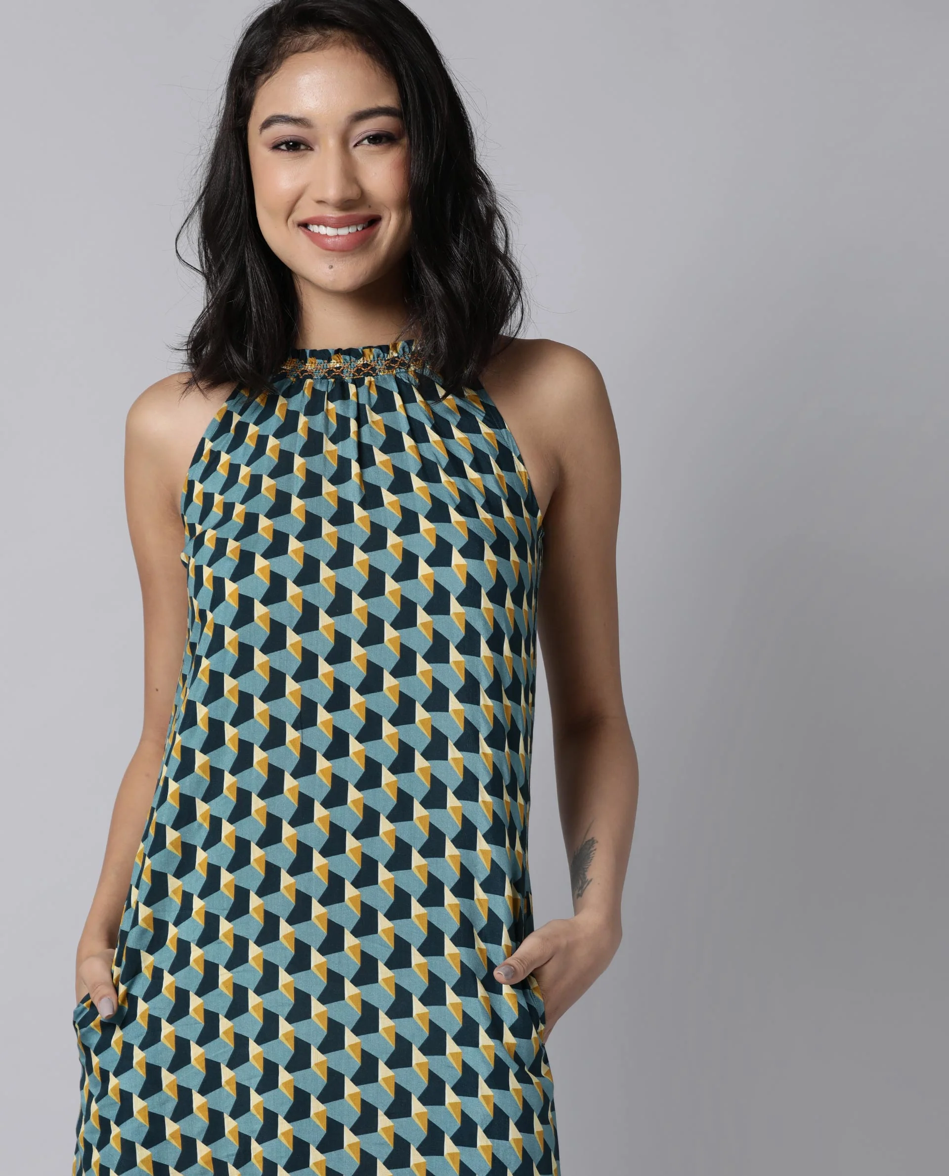 Rareism Women Rosa Mustard Dress Sleeveless Printed - Image 11