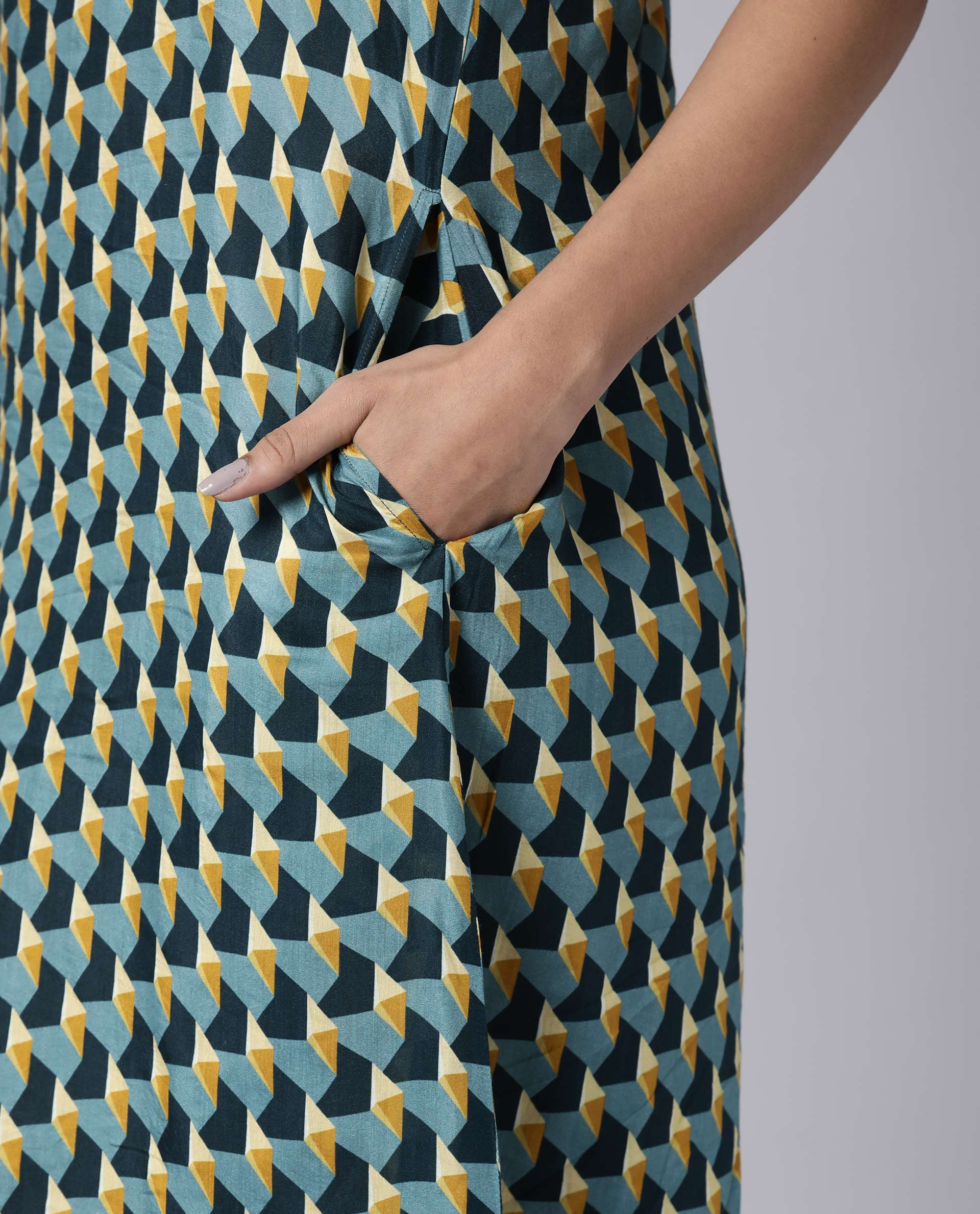 Rareism Women Rosa Mustard Dress Sleeveless Printed - Image 4