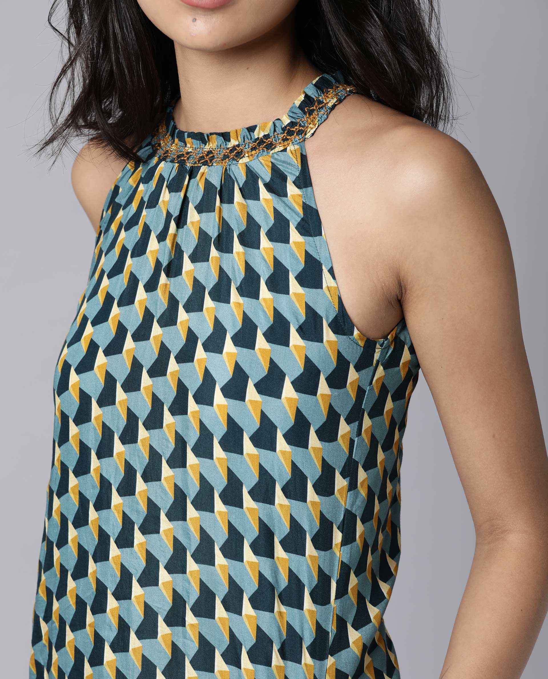 Rareism Women Rosa Mustard Dress Sleeveless Printed - Image 7