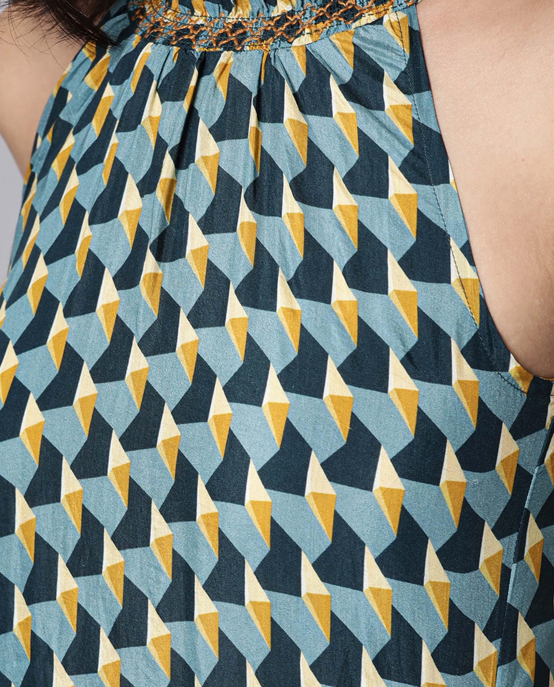 Rareism Women Rosa Mustard Dress Sleeveless Printed - Image 8