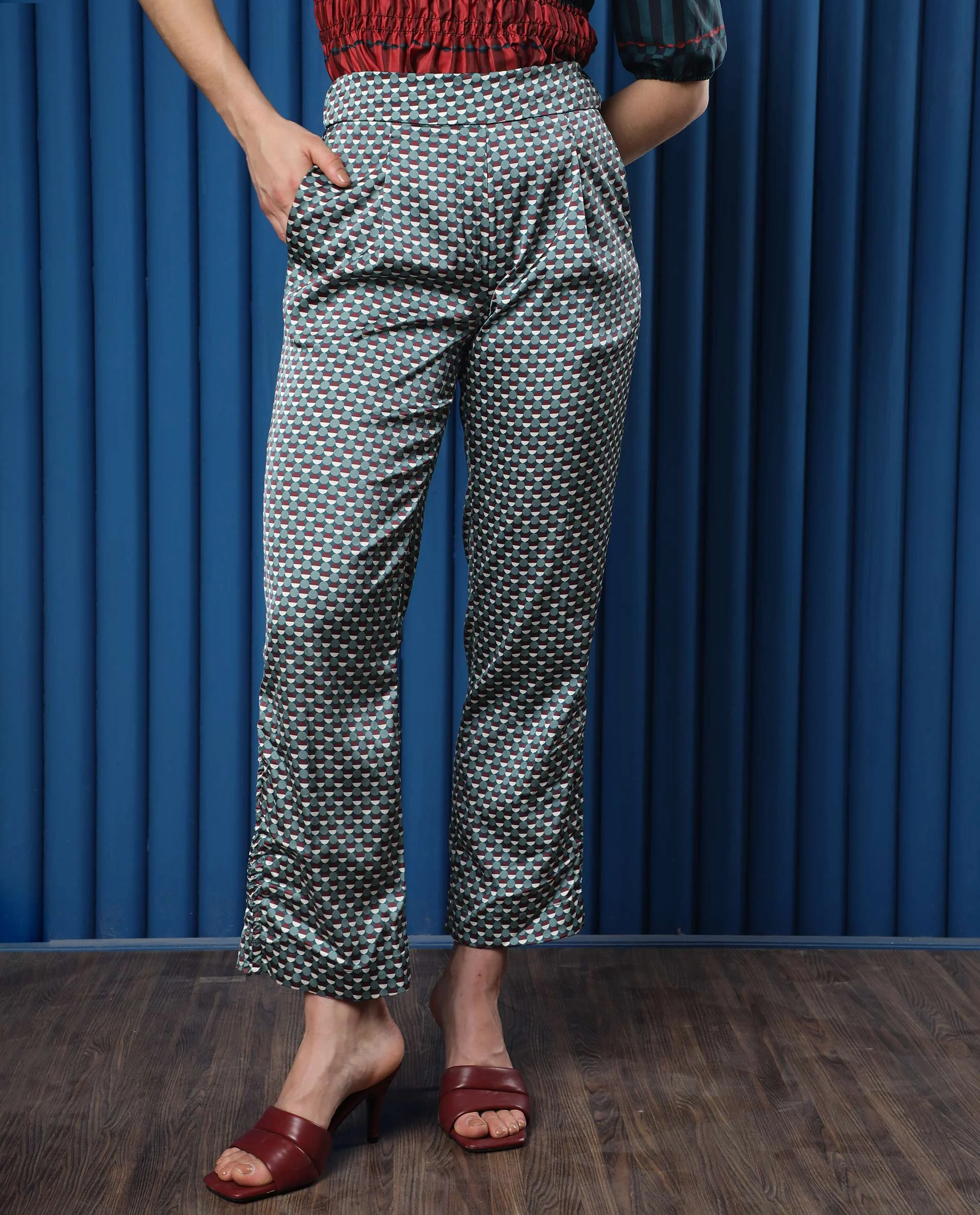 Rareism Women's Rosa Multi Polyester Polka Print Ankle Length Tailored Trouser - Image 11