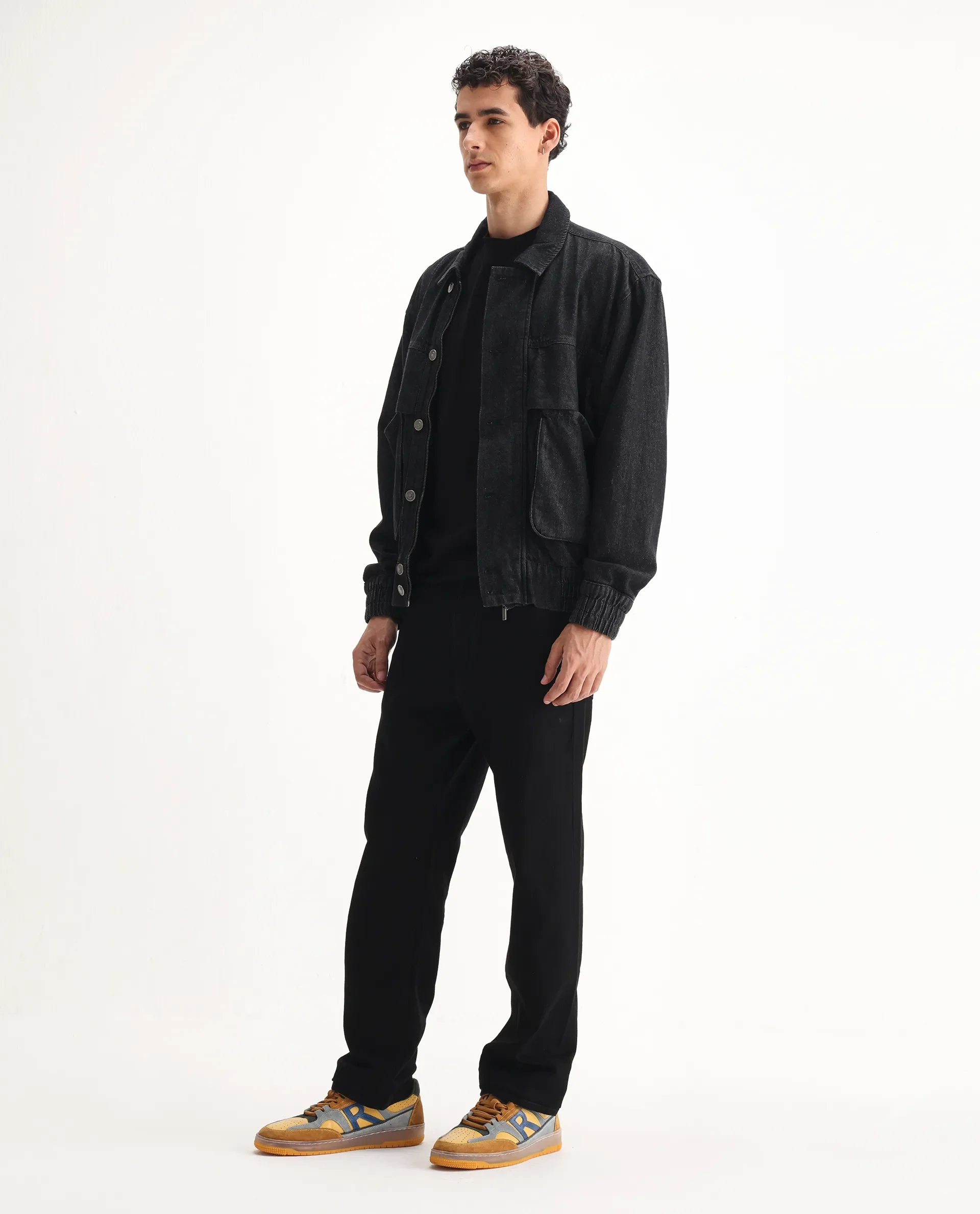 Rare Rabbit Men's Rosic Black Cotton Plain Morris Regular Fit Jeans - Image 3