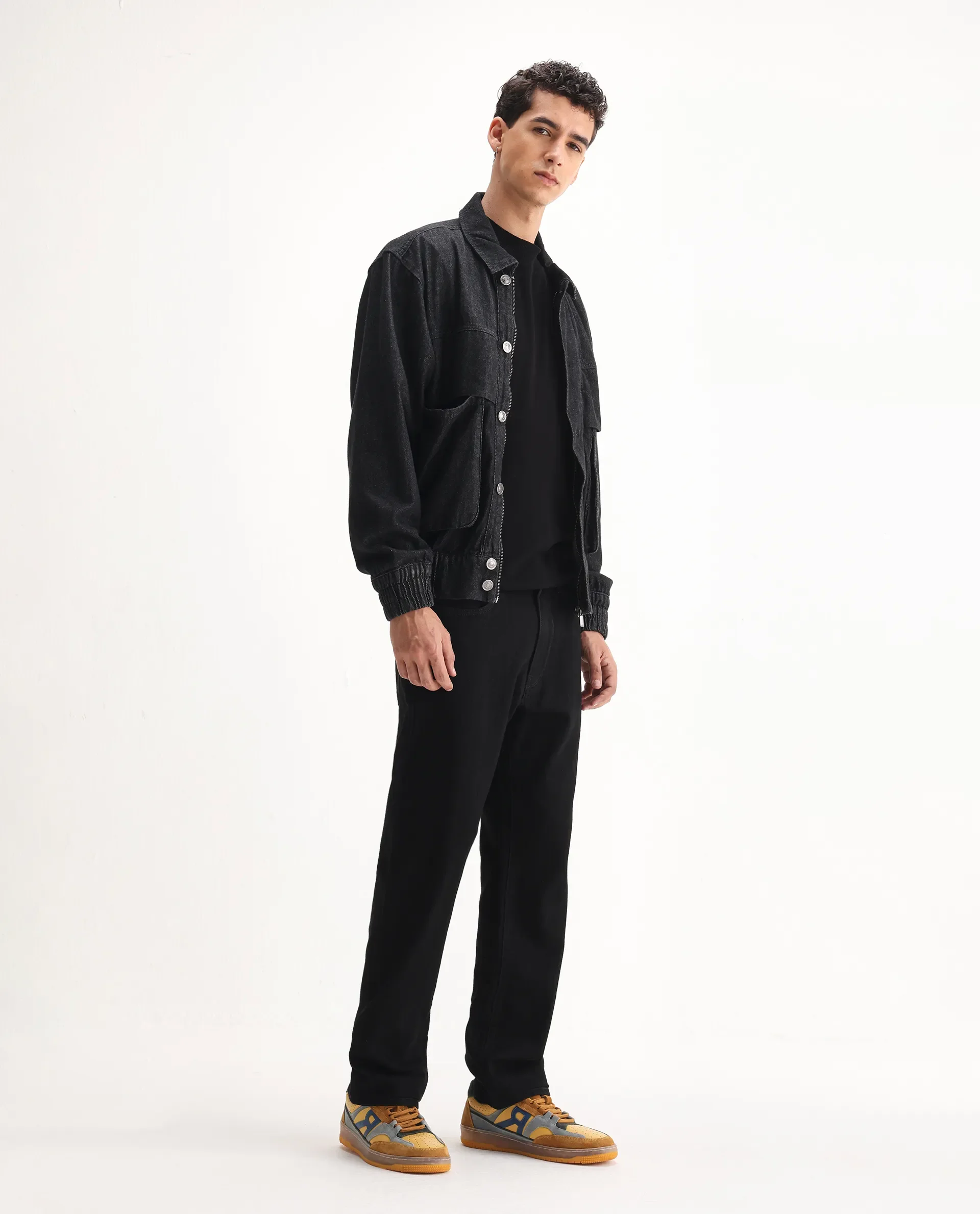 Rare Rabbit Men's Rosic Black Cotton Plain Morris Regular Fit Jeans - Image 5