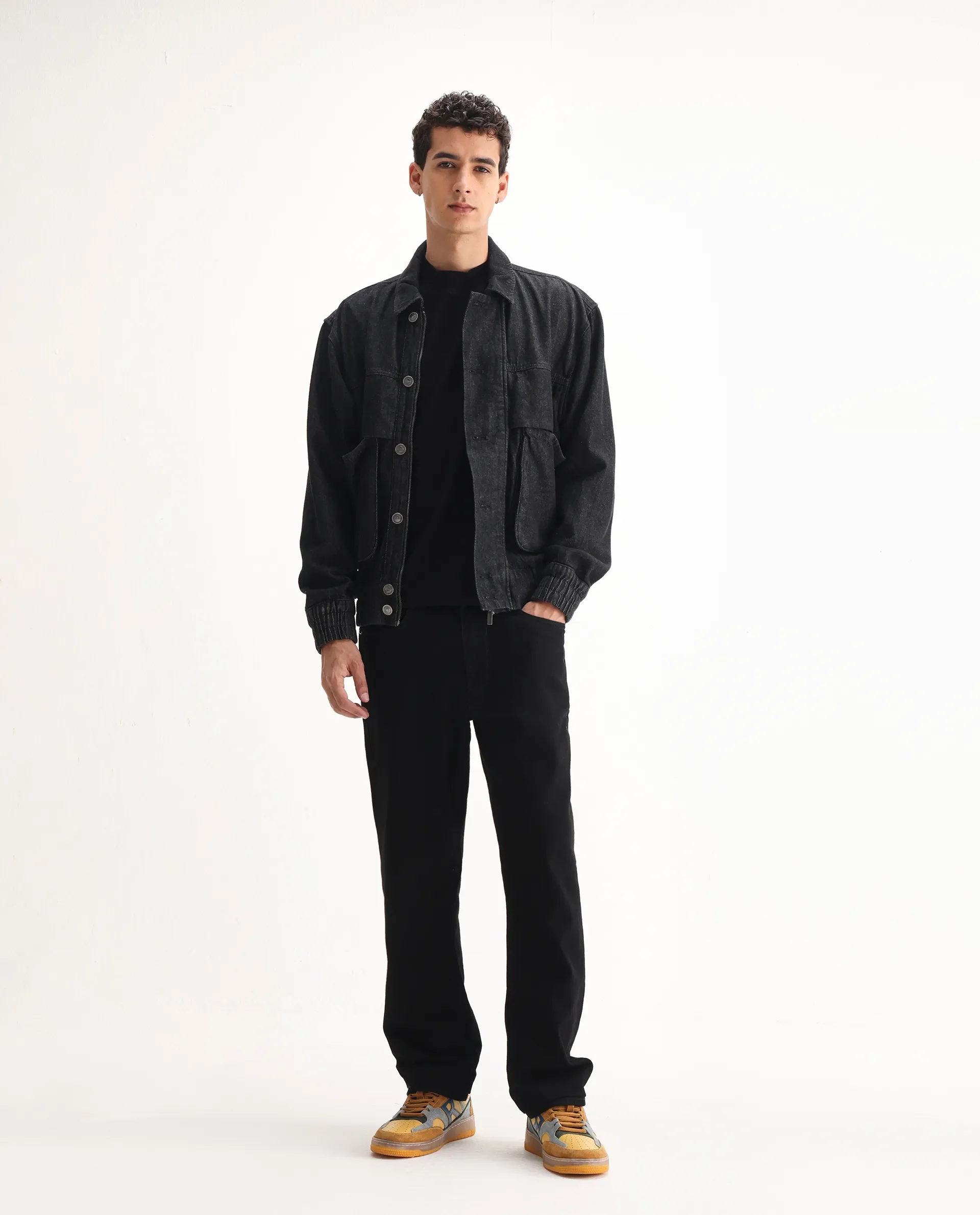 Rare Rabbit Men's Rosic Black Cotton Plain Morris Regular Fit Jeans - Image 8