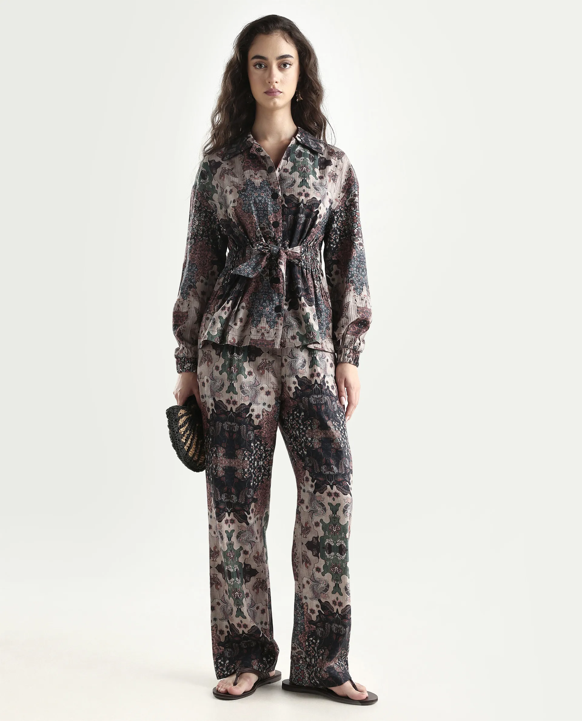 Rareism Women's Rotika Dark Multi Cotton Blend Spread Collar Abstract Print Regular Fit Jacket - Image 2