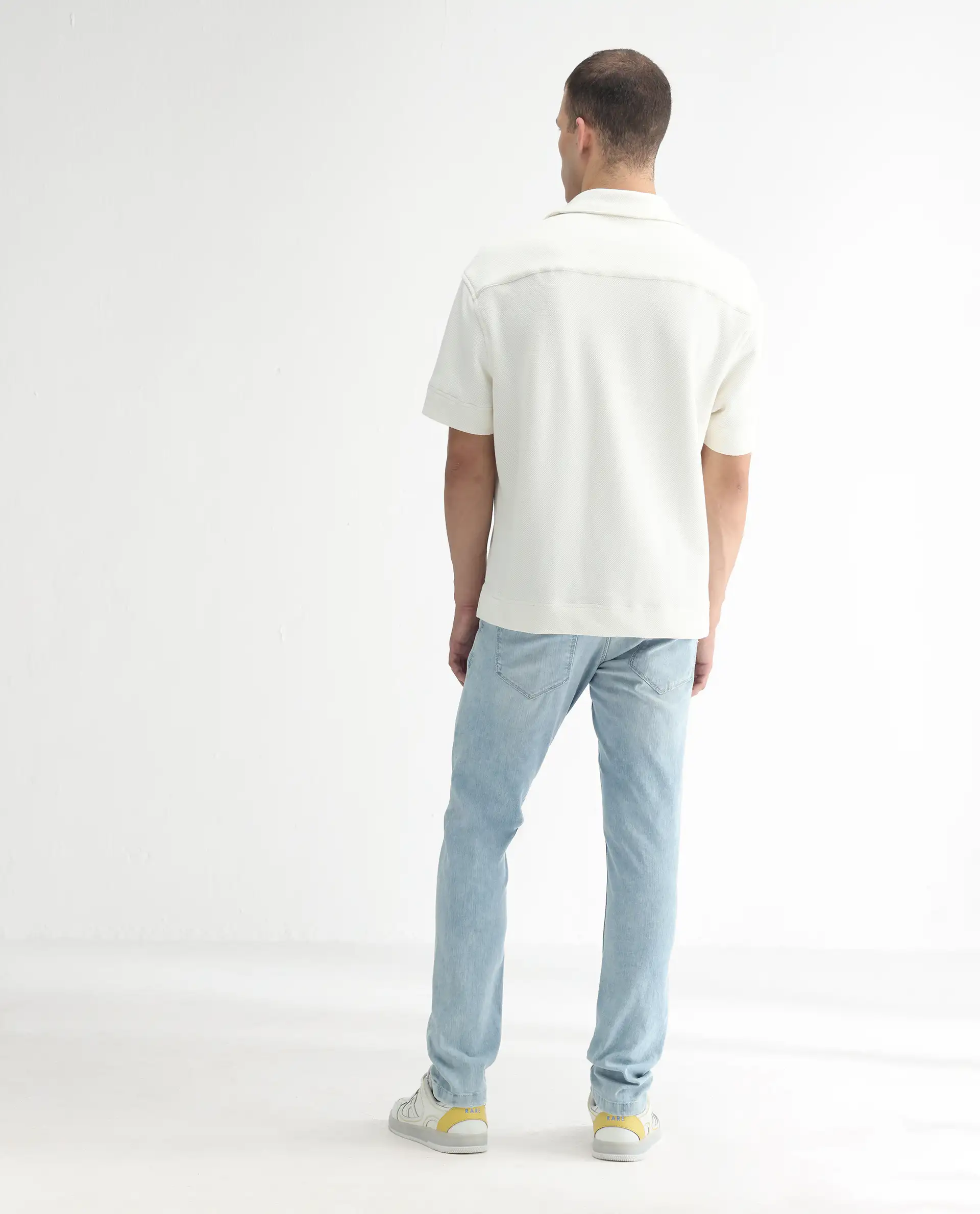 Rare Rabbit Men's Roune Light Blue Cotton Plain Hawk Slim Fit Jeans - Image 9