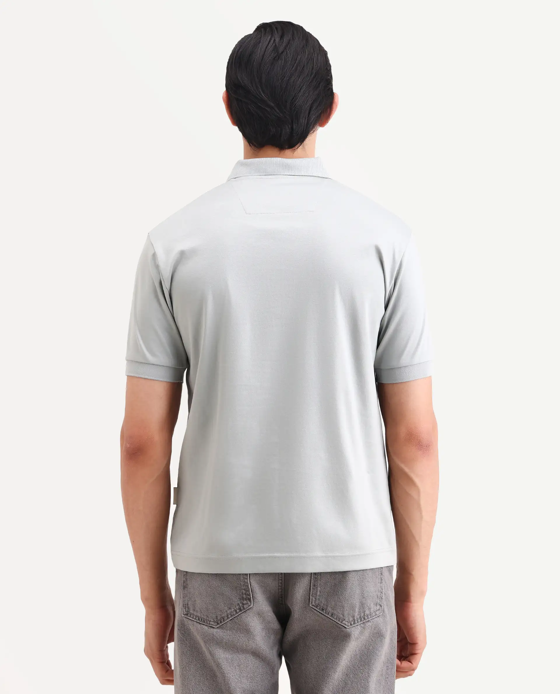 Rare Rabbit Men's Row-S26 Dusky Green Cotton Fabric Half Sleeve Spread Collar Regular Fit Plain Polo - Image 7