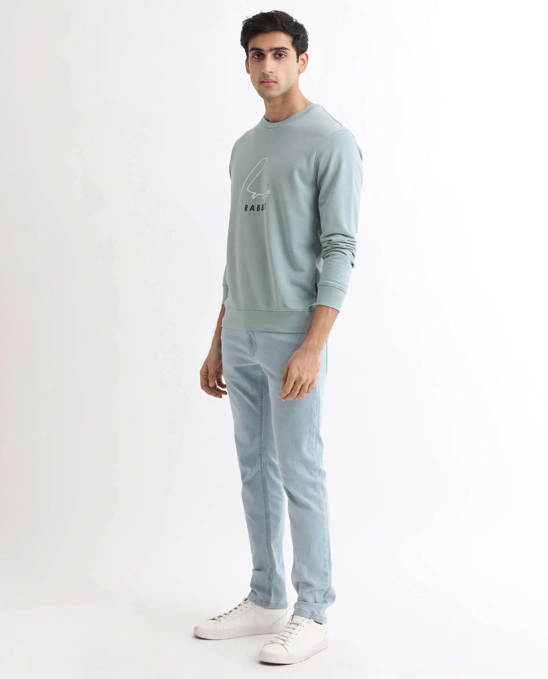 Rare Rabbit Men's Rowann Blue Cotton Graphic Print Relaxed Fit Full Sleeve Crew Neck Sweatshirt - Image 10