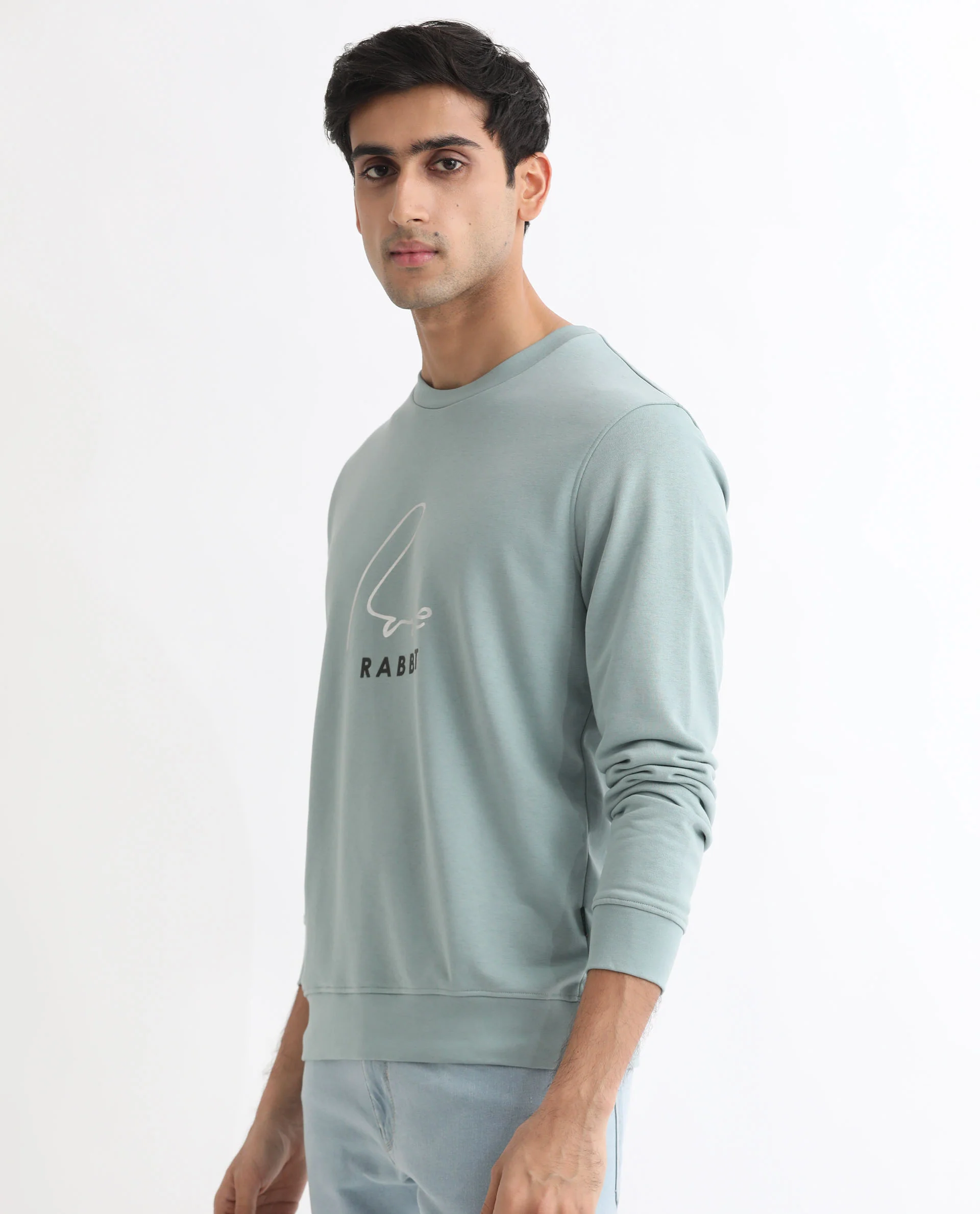 Rare Rabbit Men's Rowann Blue Cotton Graphic Print Relaxed Fit Full Sleeve Crew Neck Sweatshirt - Image 11
