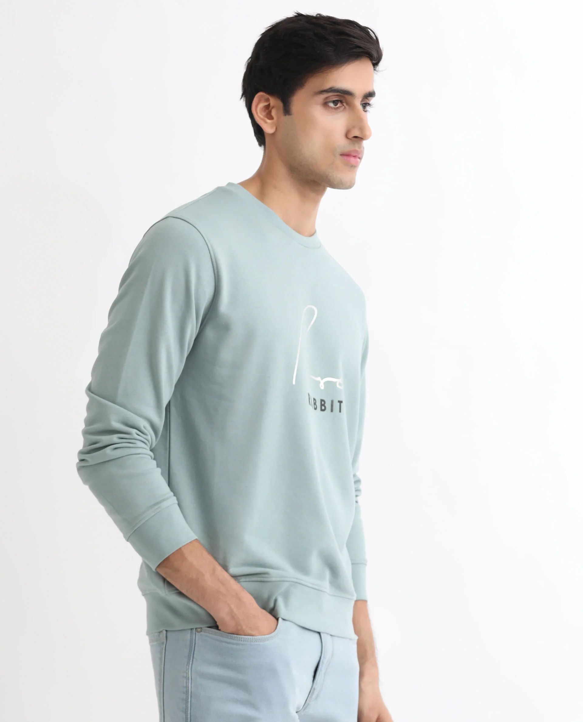 Rare Rabbit Men's Rowann Blue Cotton Graphic Print Relaxed Fit Full Sleeve Crew Neck Sweatshirt - Image 12
