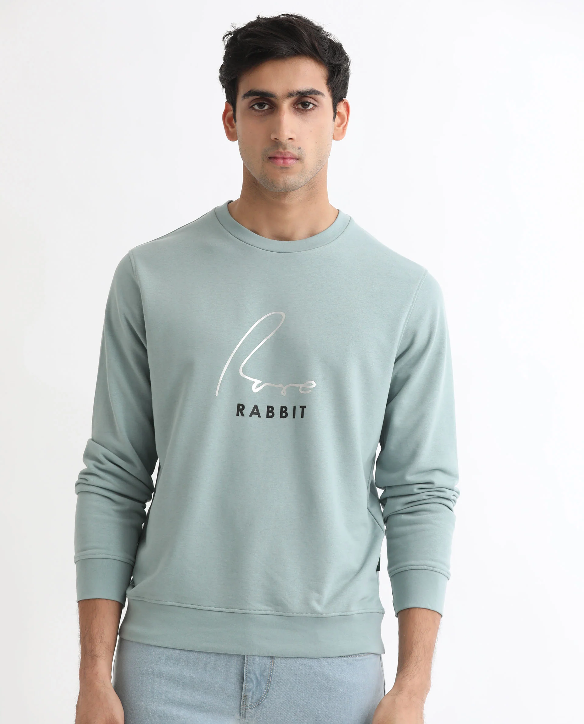 Rare Rabbit Men's Rowann Blue Cotton Graphic Print Relaxed Fit Full Sleeve Crew Neck Sweatshirt - Image 5