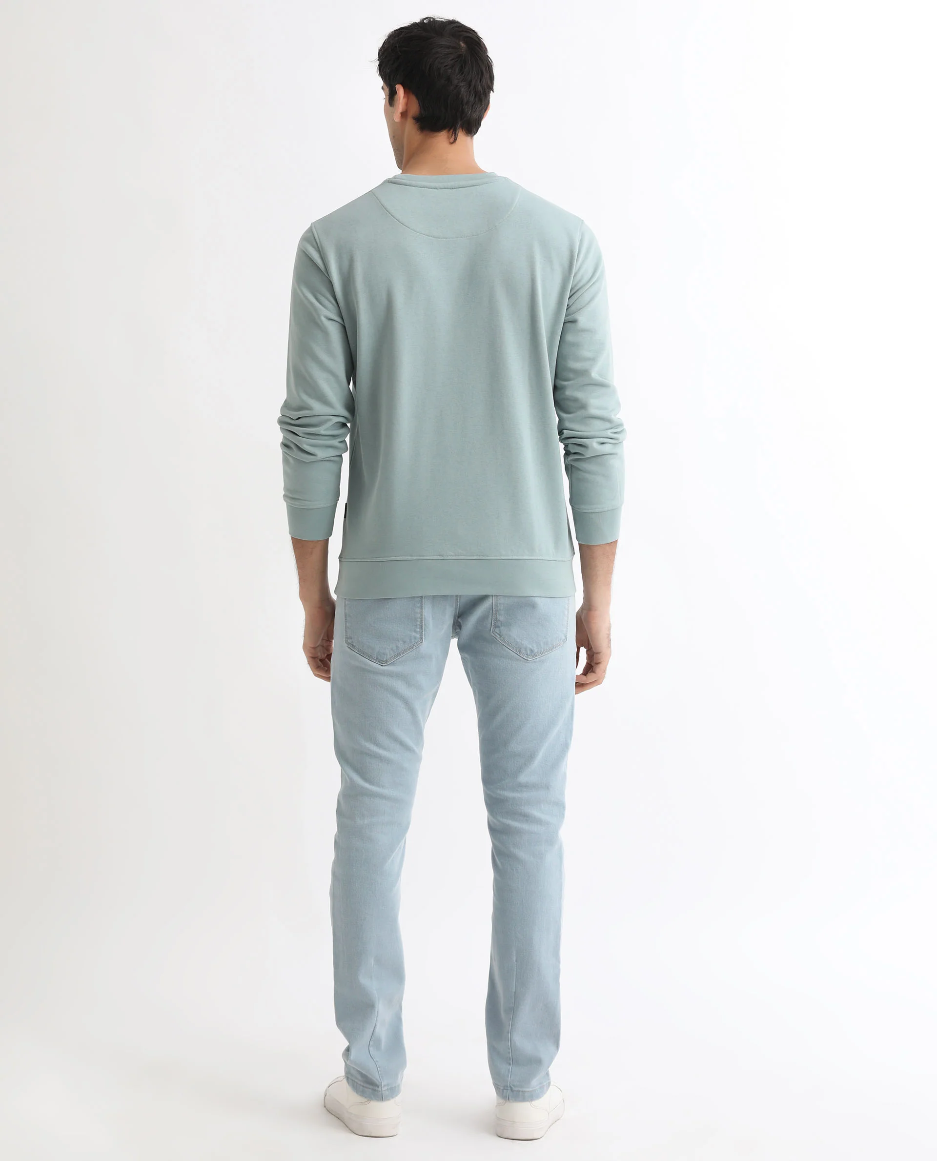 Rare Rabbit Men's Rowann Blue Cotton Graphic Print Relaxed Fit Full Sleeve Crew Neck Sweatshirt - Image 7