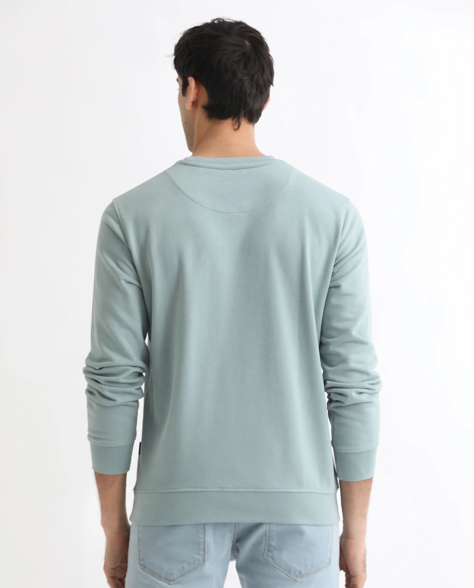 Rare Rabbit Men's Rowann Blue Cotton Graphic Print Relaxed Fit Full Sleeve Crew Neck Sweatshirt - Image 8
