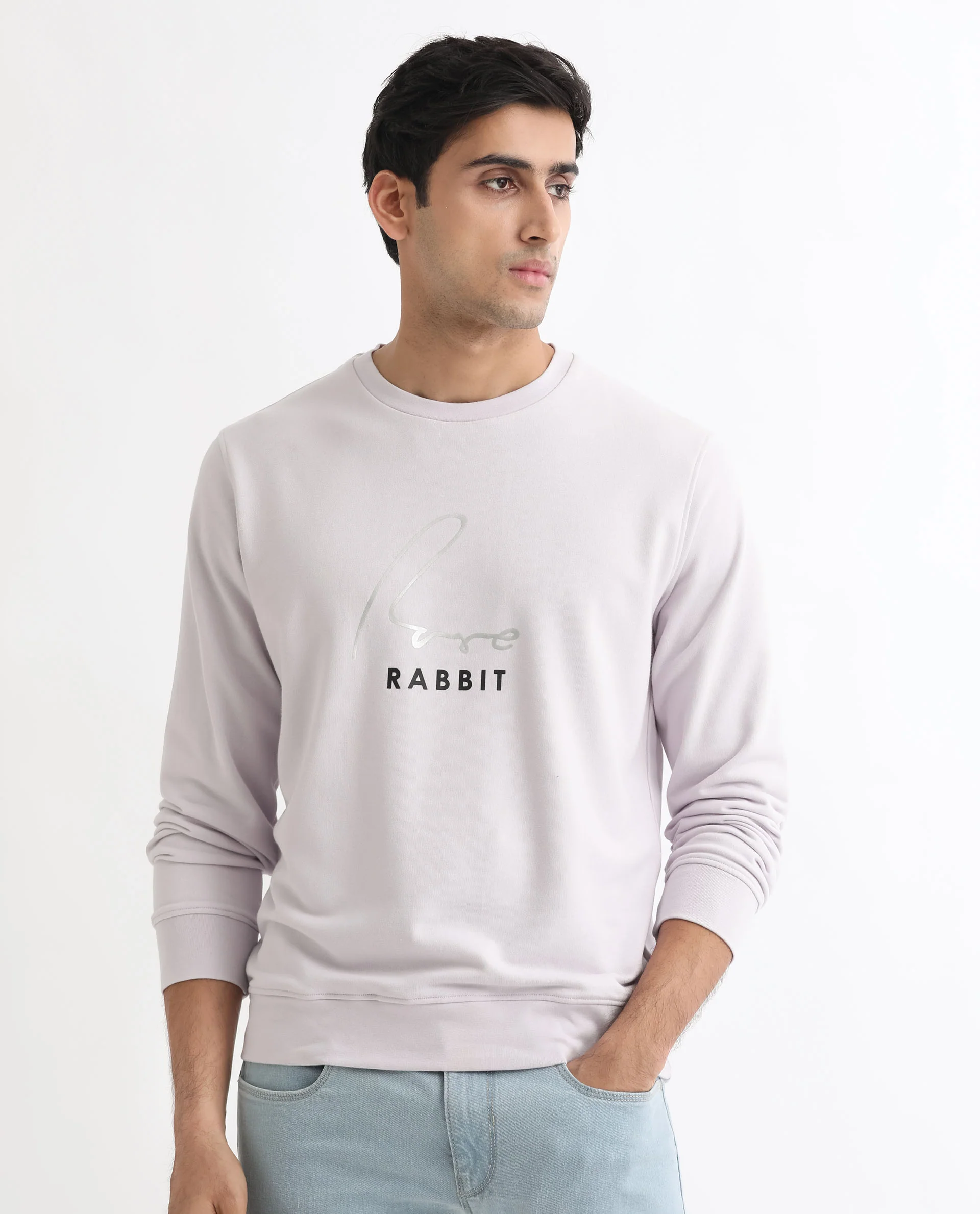 Rare Rabbit Men's Rowann Purple Cotton Graphic Print Relaxed Fit Full Sleeve Crew Neck Sweatshirt - Image 2