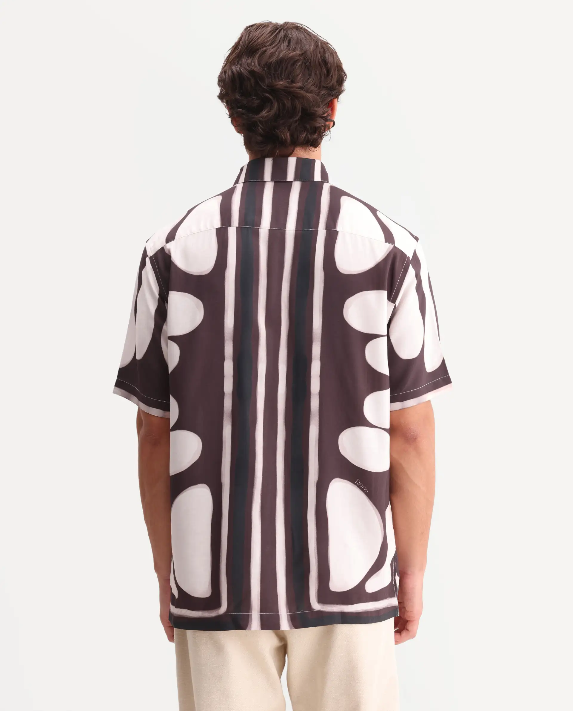 Rare Rabbit Men's Rown Brown Viscose Fabric Spread Collar Regular Abstract Print Shirt - Image 7