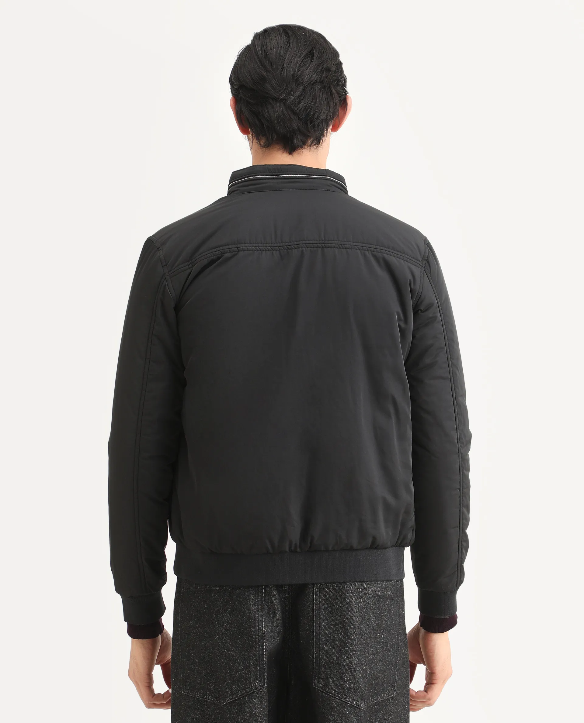 Rare Rabbit Men's Royban-2 Black Polyester Plain Regular Fit Full Sleeve High Neck Jacket - Image 10