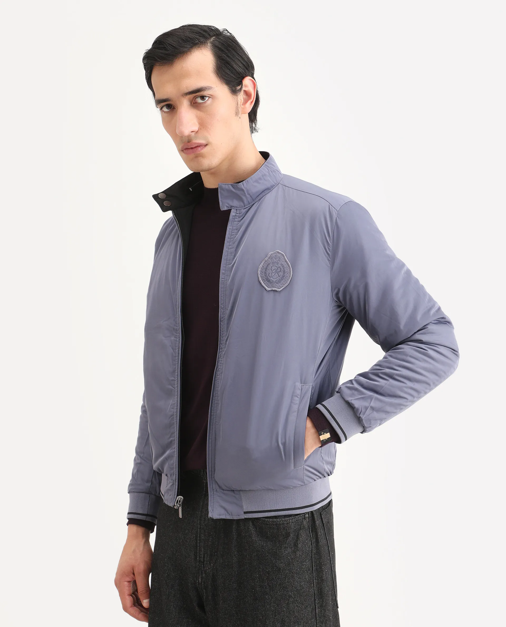 Rare Rabbit Men's Royban-2 Black Polyester Plain Regular Fit Full Sleeve High Neck Jacket - Image 8