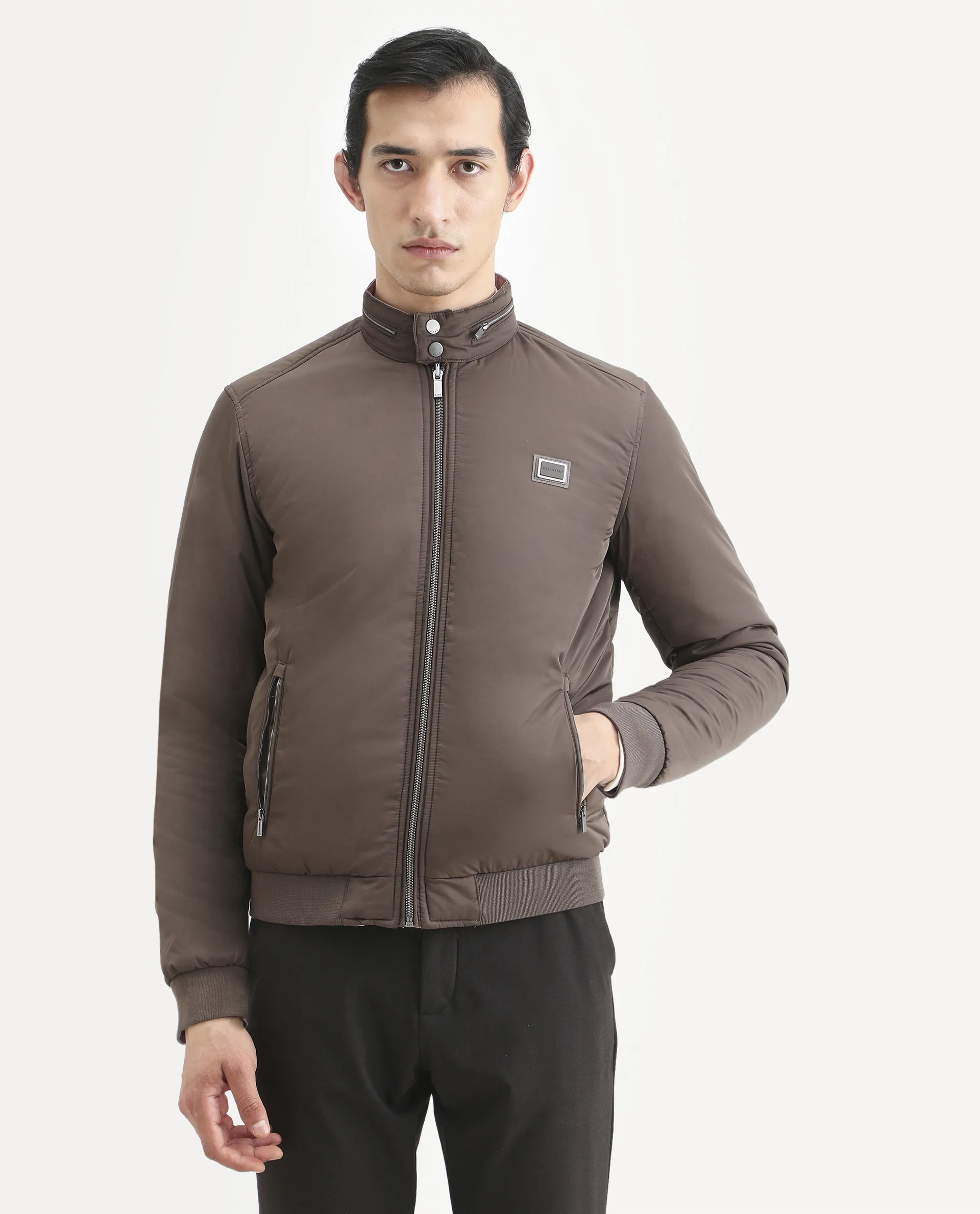 Rare Rabbit Men's Royban-2 Green Polyester Plain Regular Fit Full Sleeve High Neck Jacket - Image 4