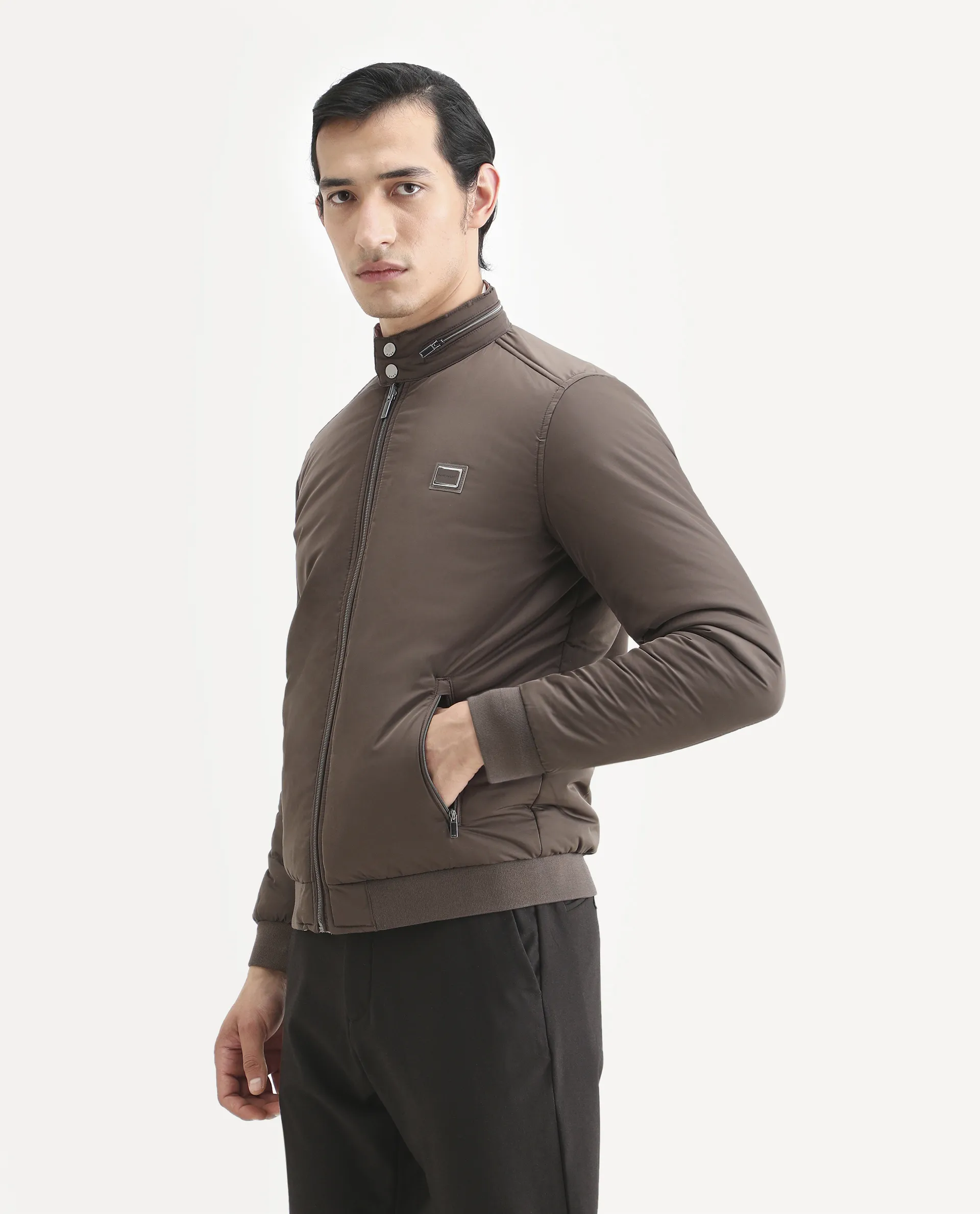 Rare Rabbit Men's Royban-2 Green Polyester Plain Regular Fit Full Sleeve High Neck Jacket - Image 8