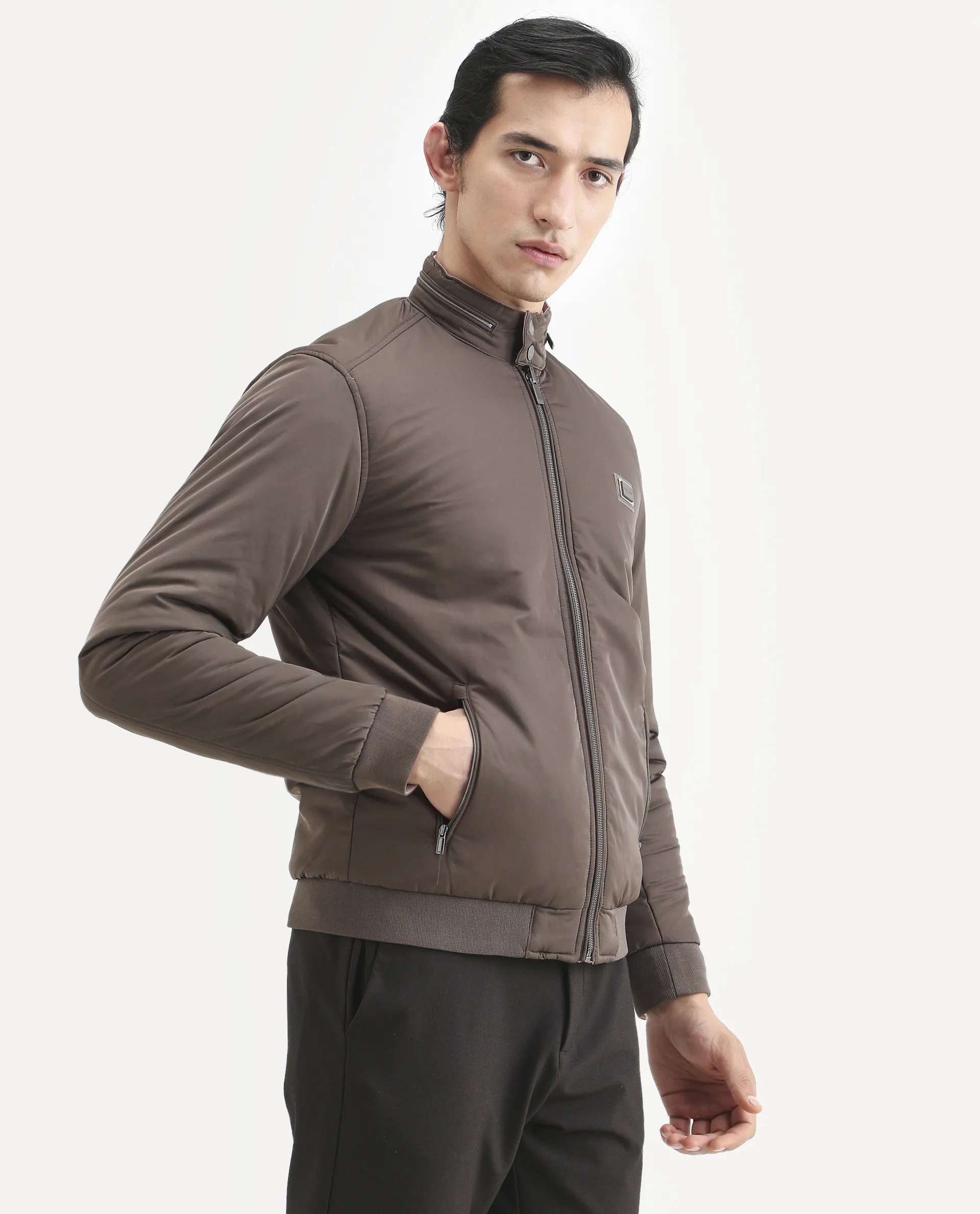 Rare Rabbit Men's Royban-2 Green Polyester Plain Regular Fit Full Sleeve High Neck Jacket - Image 9