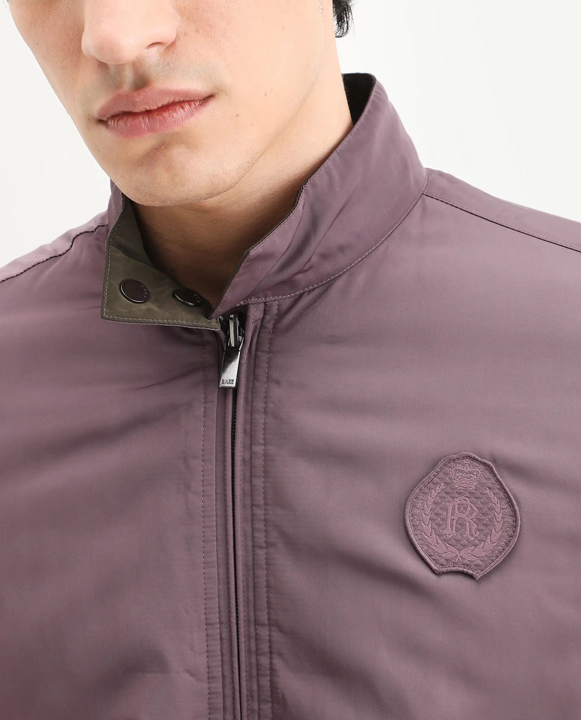 Rare Rabbit Men's Royban-25 Olive Polyester Plain Regular Fit Full Sleeve High Neck Jacket - Image 3