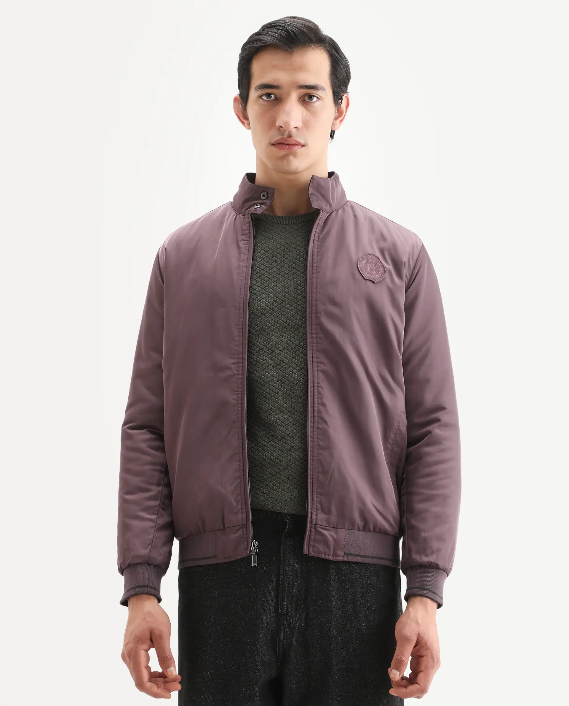 Rare Rabbit Men's Royban-25 Olive Polyester Plain Regular Fit Full Sleeve High Neck Jacket - Image 6