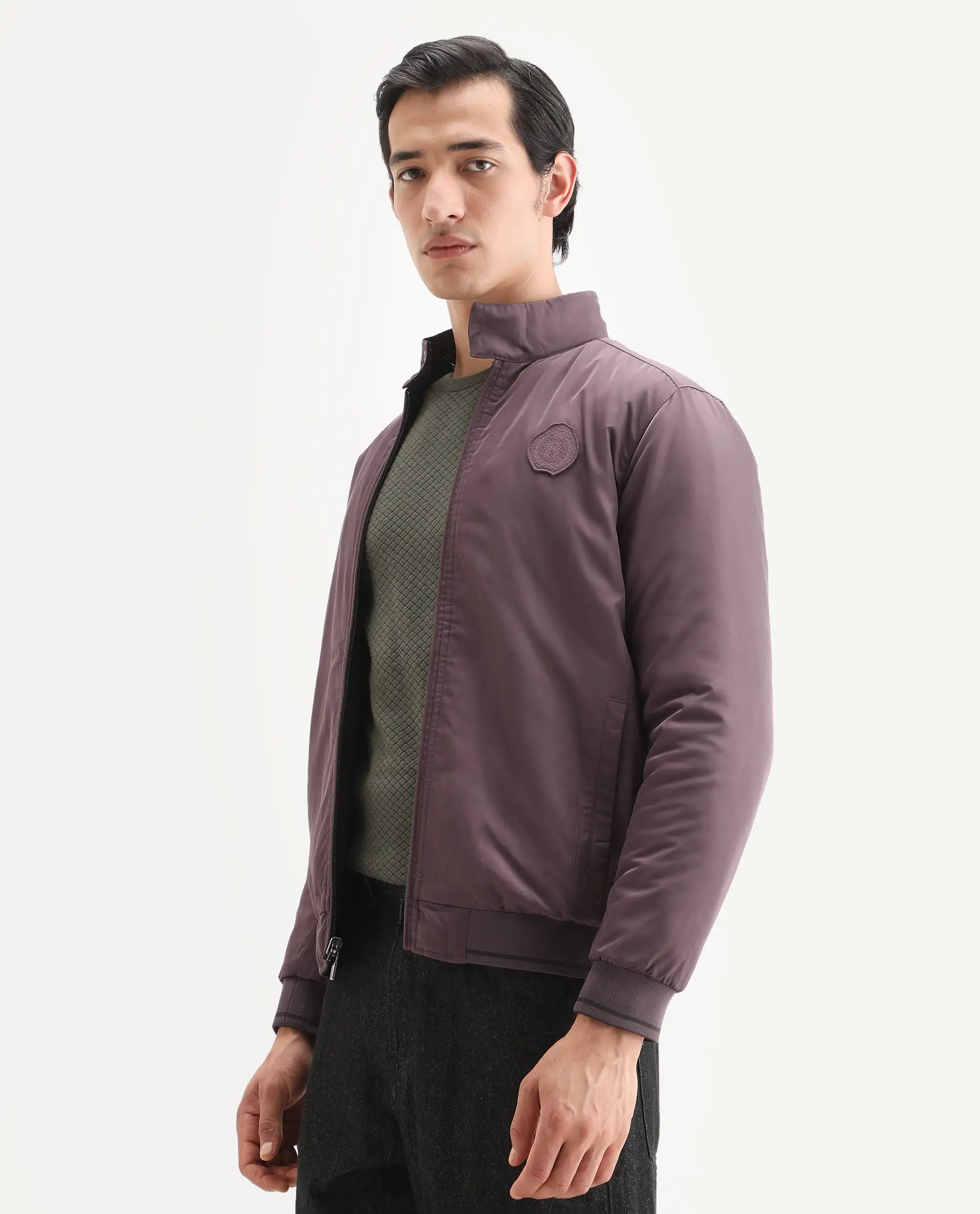 Rare Rabbit Men's Royban-25 Olive Polyester Plain Regular Fit Full Sleeve High Neck Jacket - Image 8
