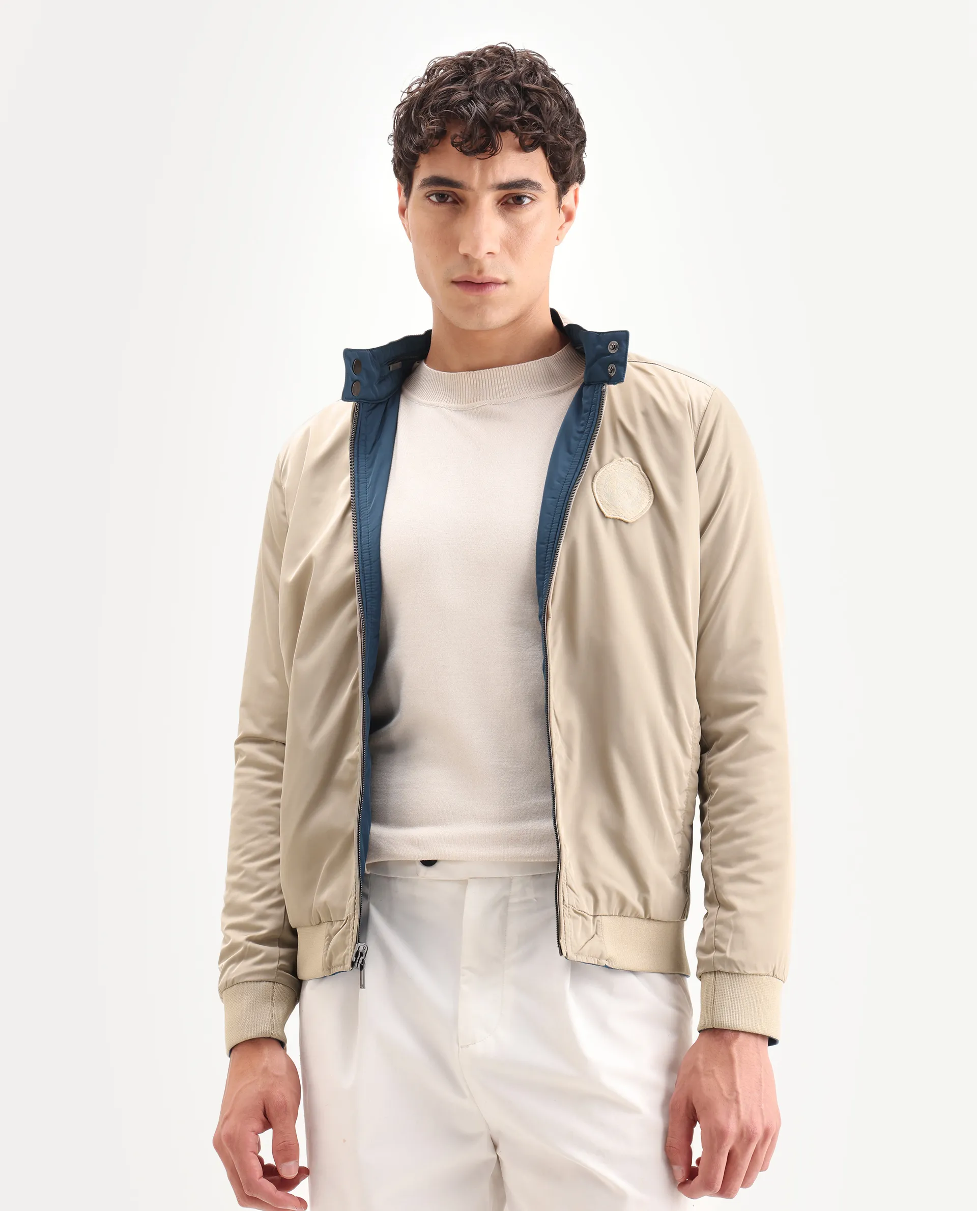 Rare Rabbit Men's Royban Beige Polyester Plain Regular Fit Full Sleeve Mandarin Collar Jacket - Image 10