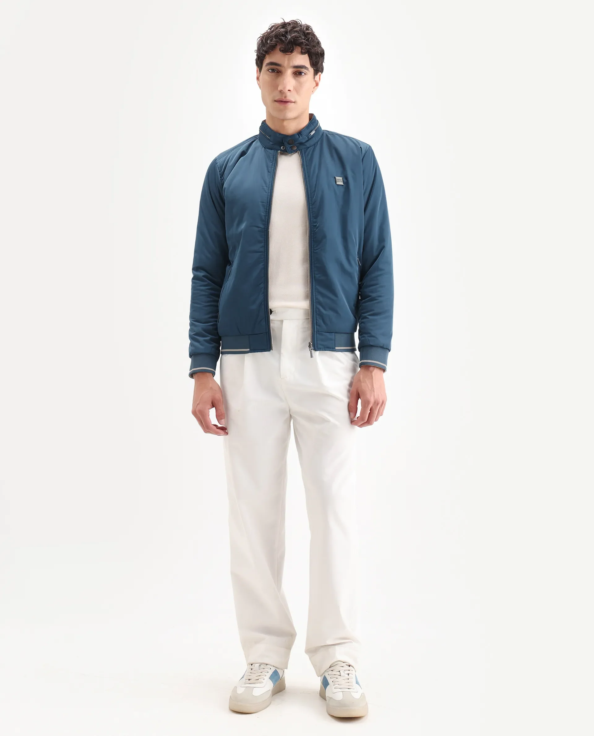 Rare Rabbit Men's Royban Beige Polyester Plain Regular Fit Full Sleeve Mandarin Collar Jacket - Image 2