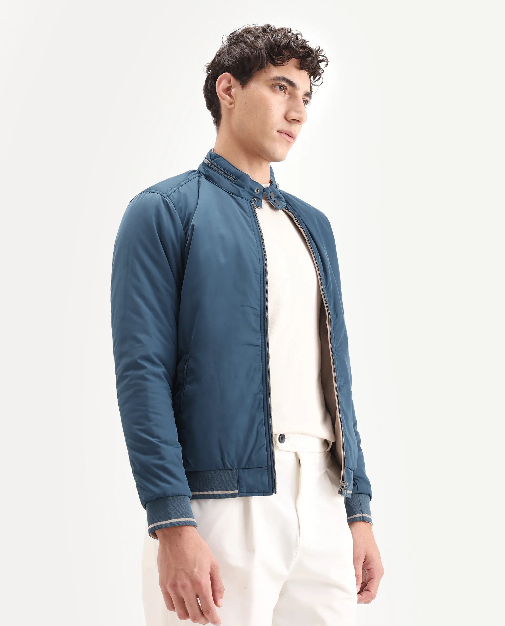 Rare Rabbit Men's Royban Beige Polyester Plain Regular Fit Full Sleeve Mandarin Collar Jacket - Image 6