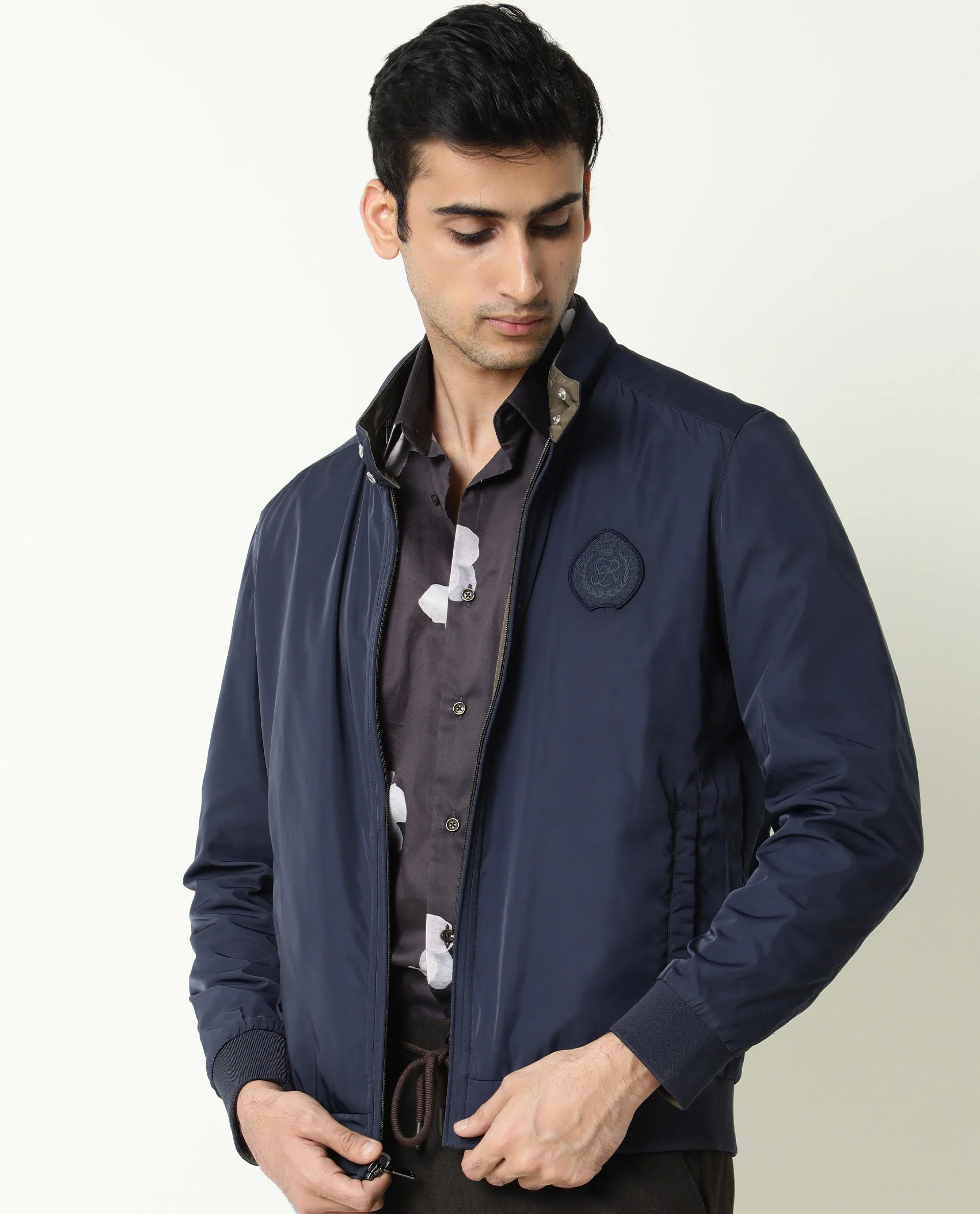 Rare Rabbit Men's Royban Olive Polyester Plain Regular Fit Full Sleeve Mandarin Collar Jacket - Image 3