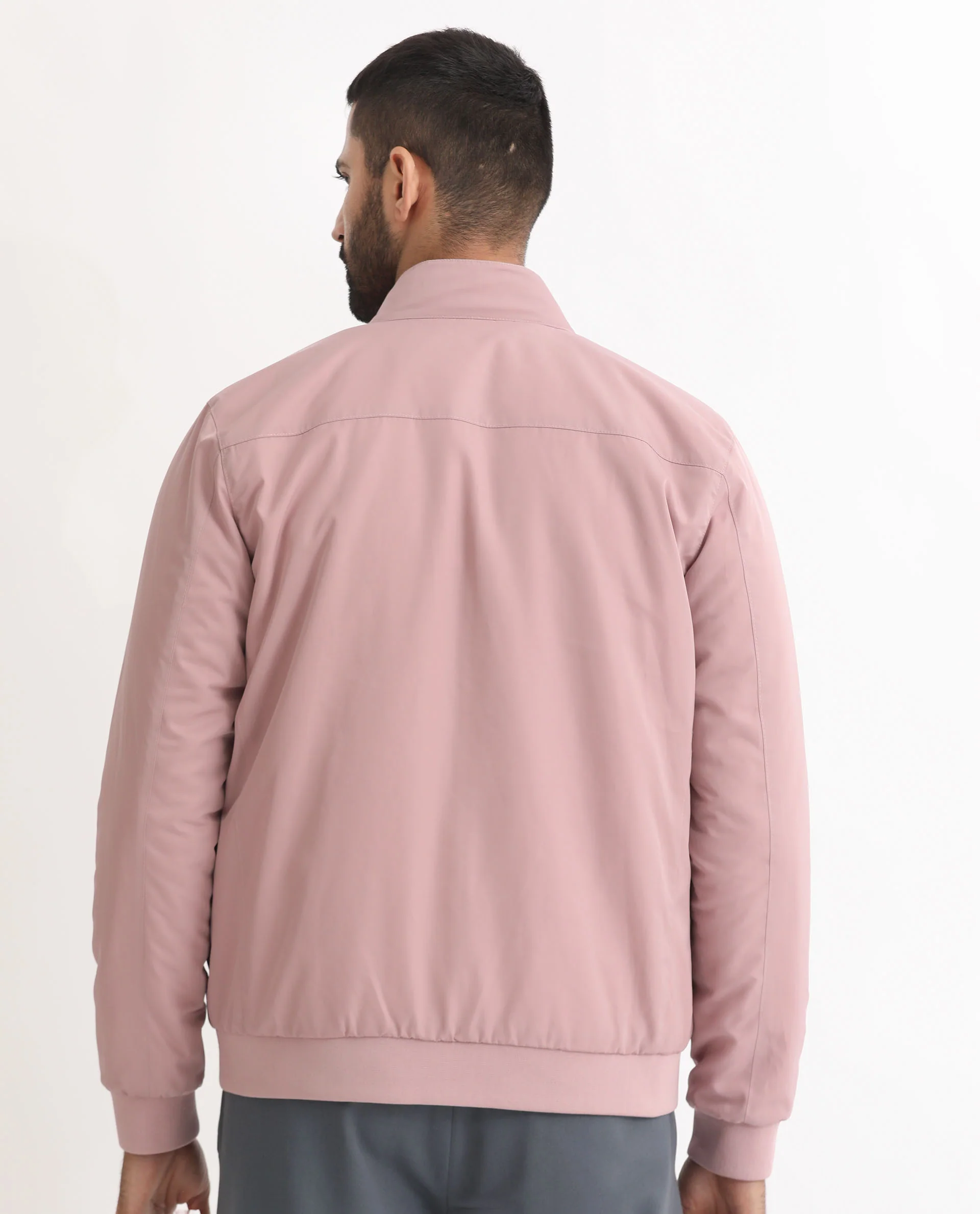 Rare Rabbit Men's Royban Pink Polyester Plain Regular Fit Full Sleeve Mandarin Collar Jacket - Image 10