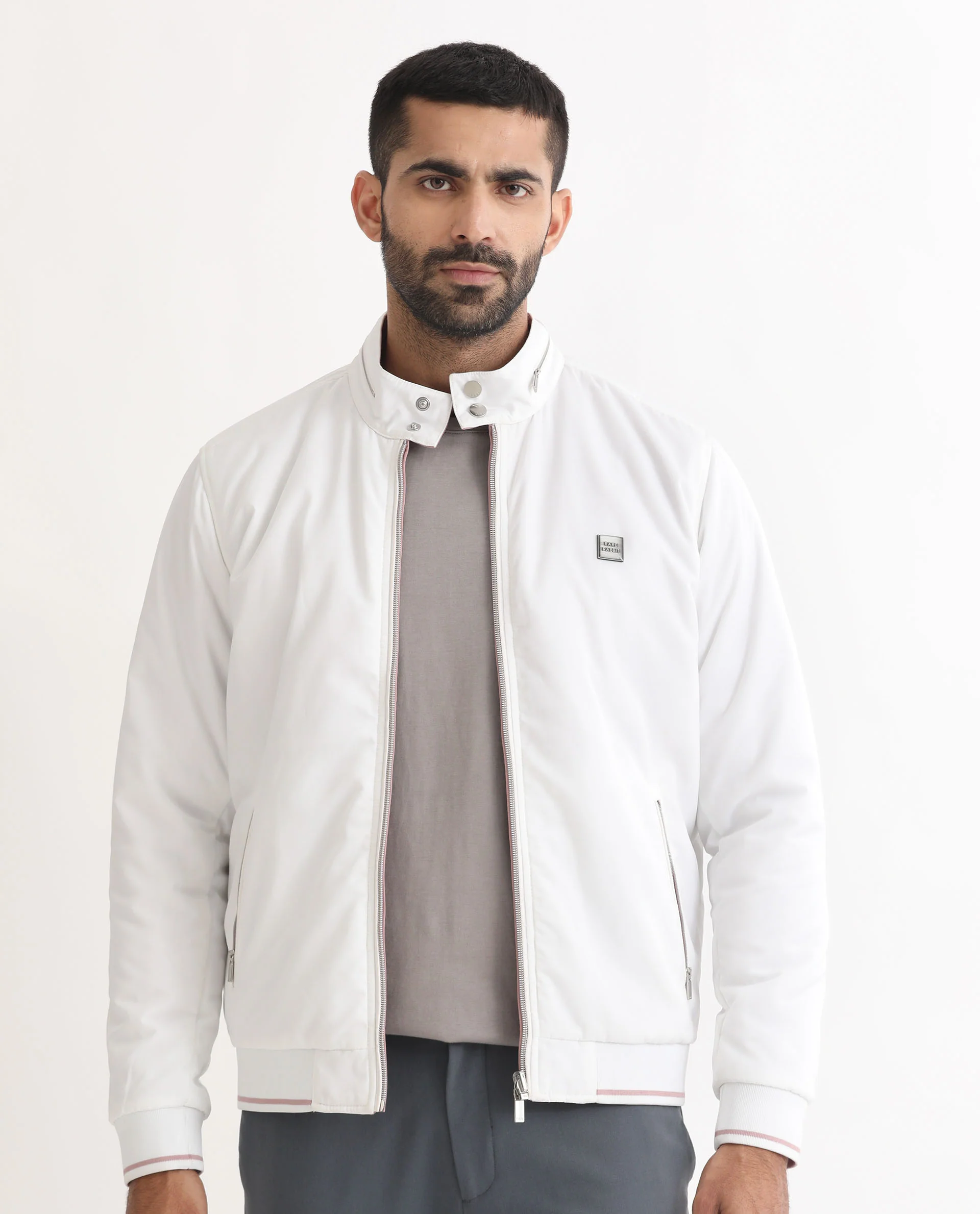 Rare Rabbit Men's Royban Pink Polyester Plain Regular Fit Full Sleeve Mandarin Collar Jacket - Image 3
