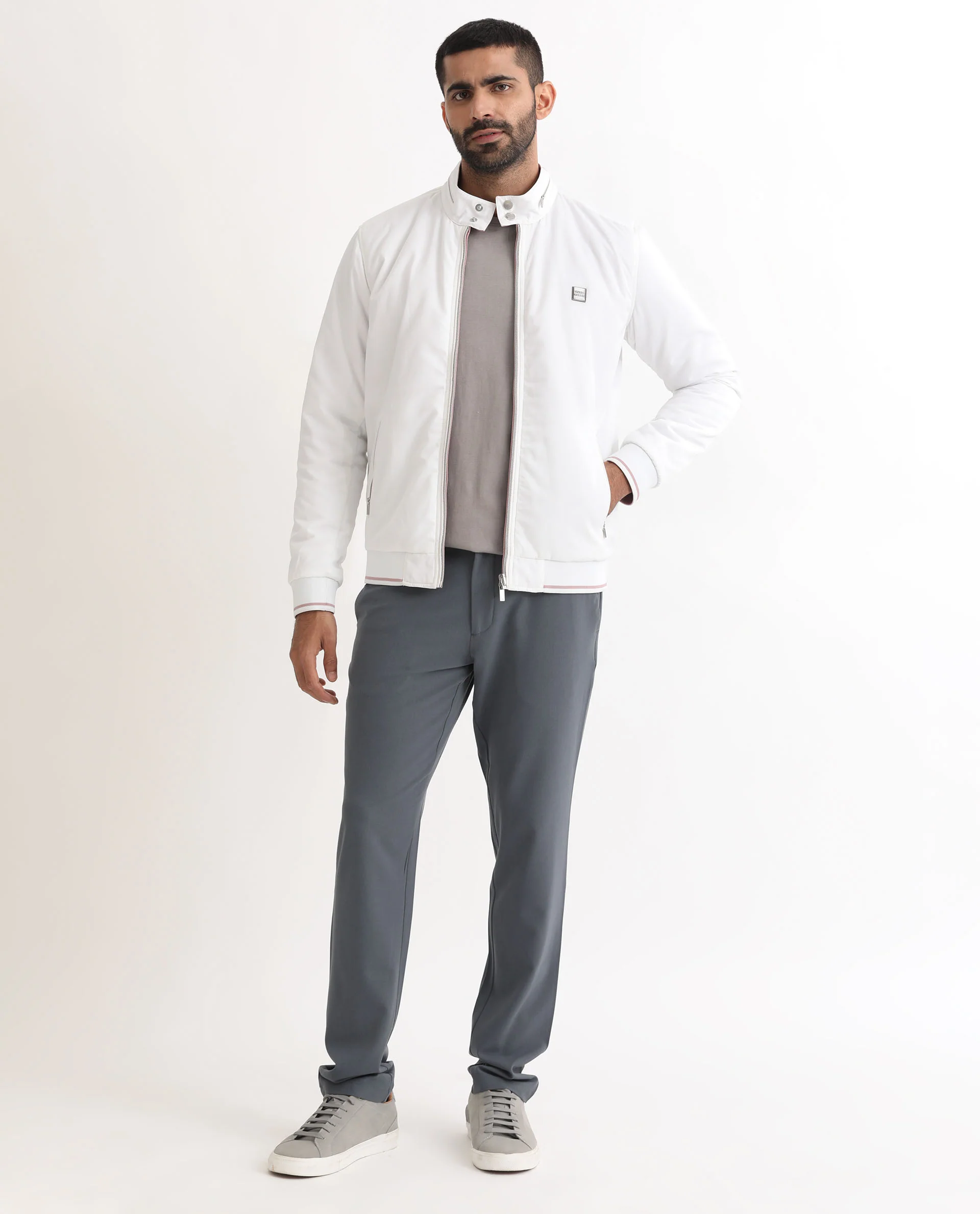 Rare Rabbit Men's Royban Pink Polyester Plain Regular Fit Full Sleeve Mandarin Collar Jacket - Image 4