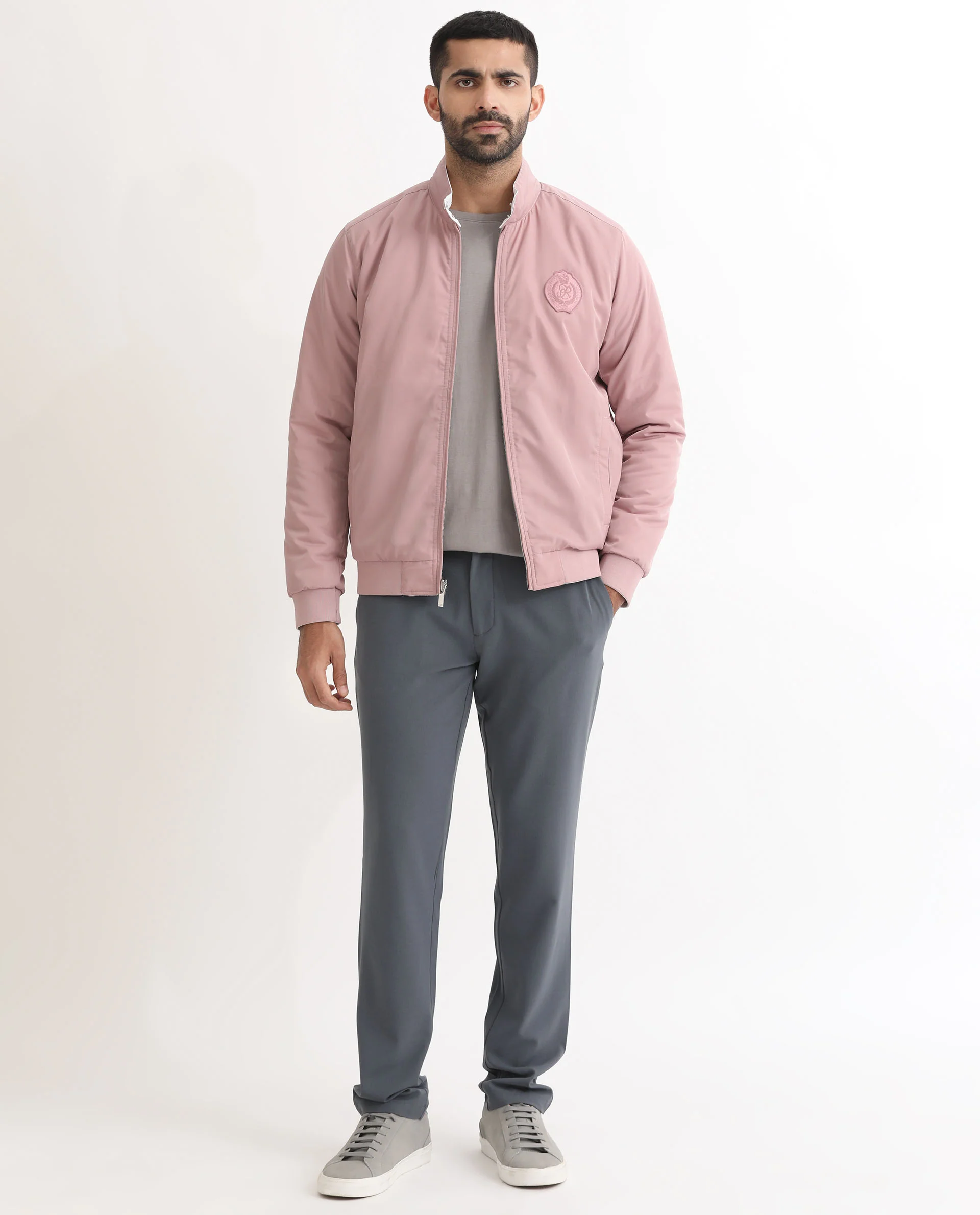Rare Rabbit Men's Royban Pink Polyester Plain Regular Fit Full Sleeve Mandarin Collar Jacket - Image 5