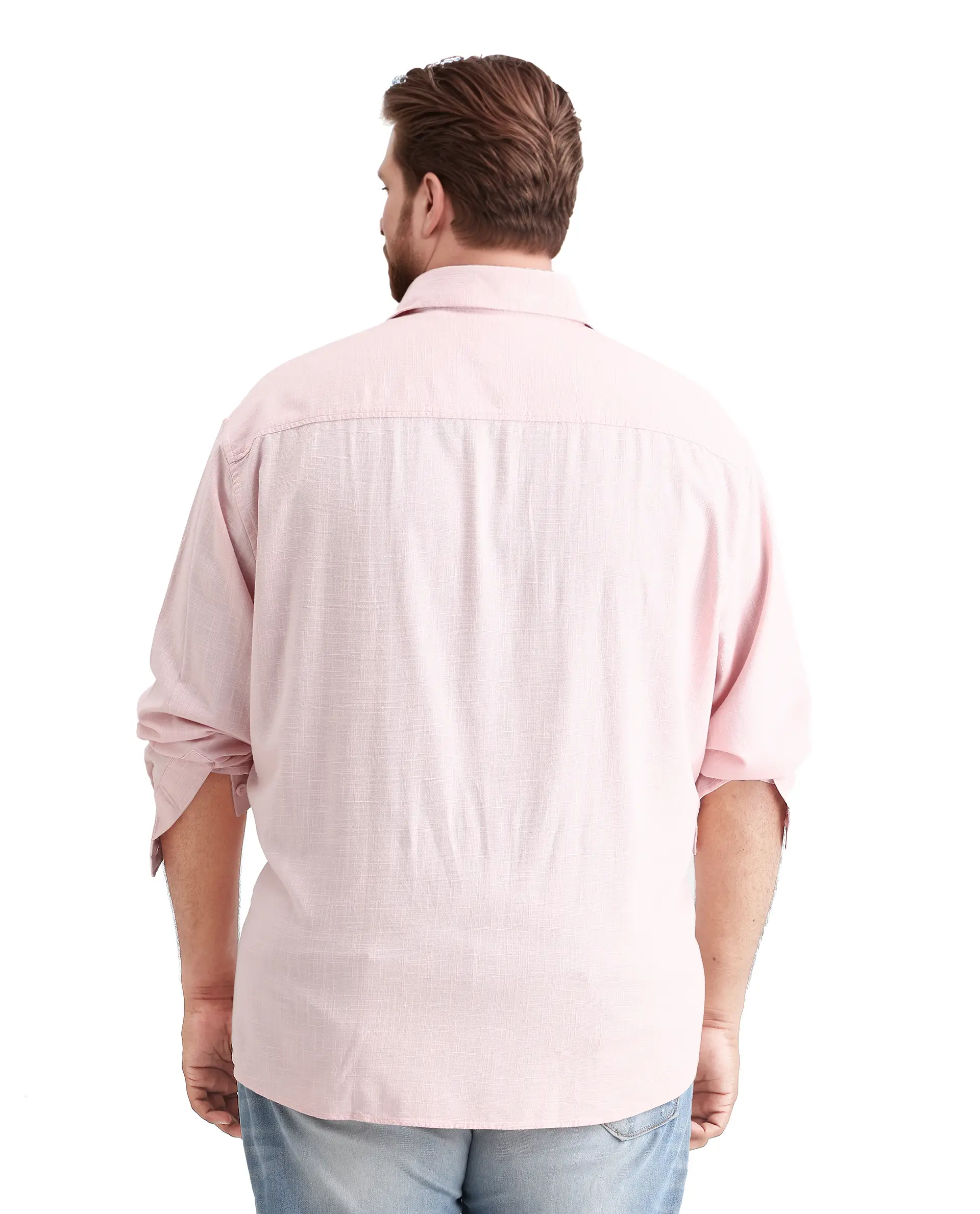 Rare Rabbit Men's Royo Big Light Pink Cotton Blend Fabric Full Sleeve Spread Collar Button Closure Regular Fit Plain Shirt - Image 6