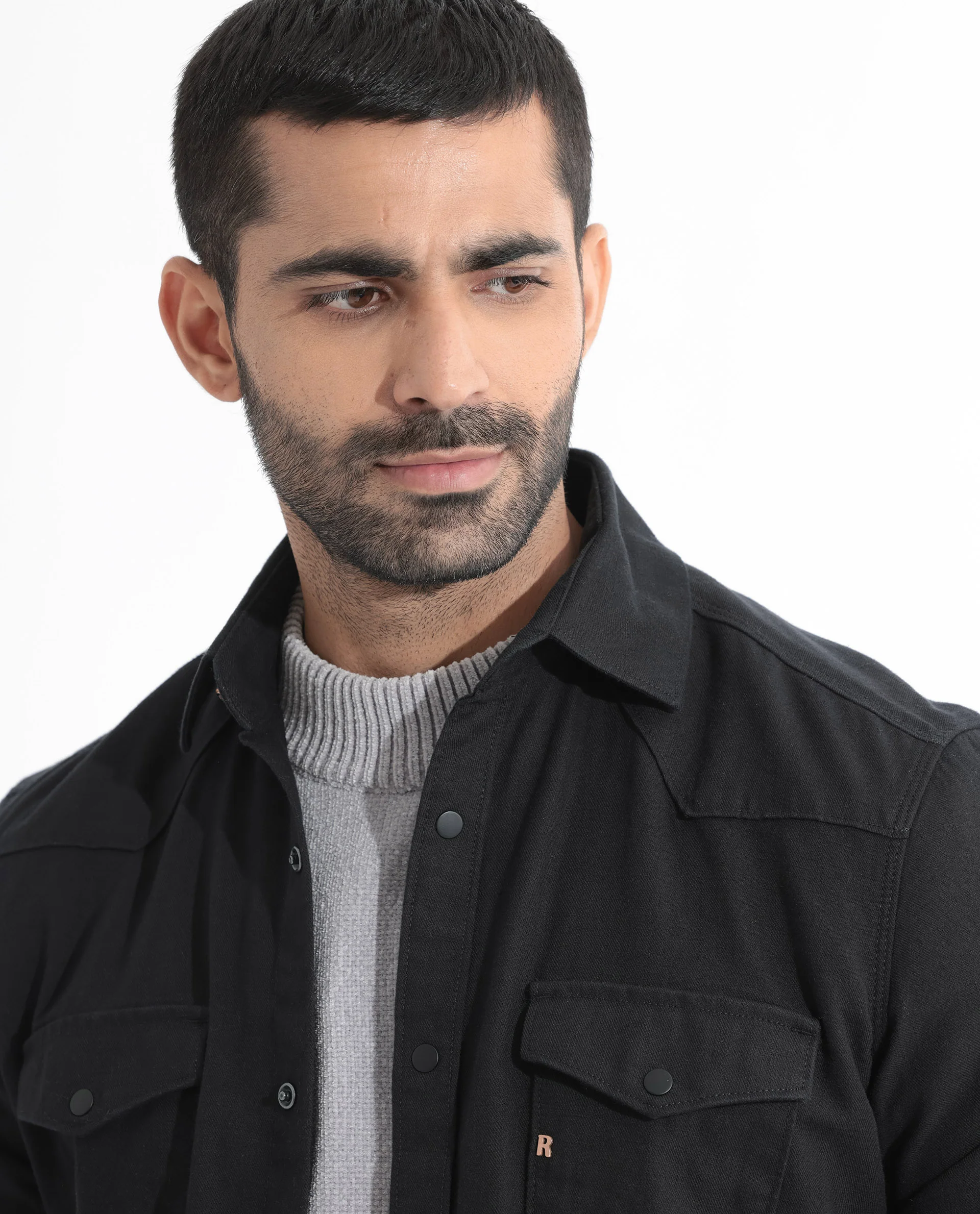 Rare Rabbit Men's Ruban Black Cotton Plain Regular Fit Full Sleeve Collared Shirt - Image 6