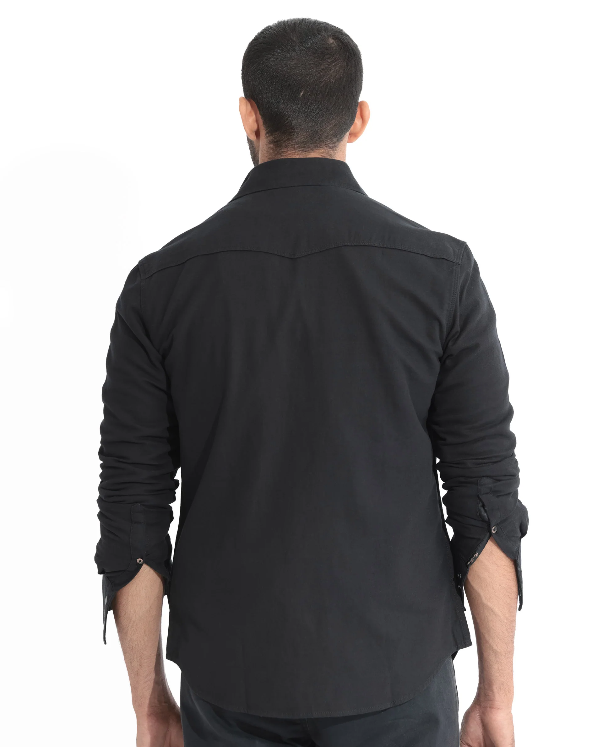 Rare Rabbit Men's Ruban Black Cotton Plain Regular Fit Full Sleeve Collared Shirt - Image 7