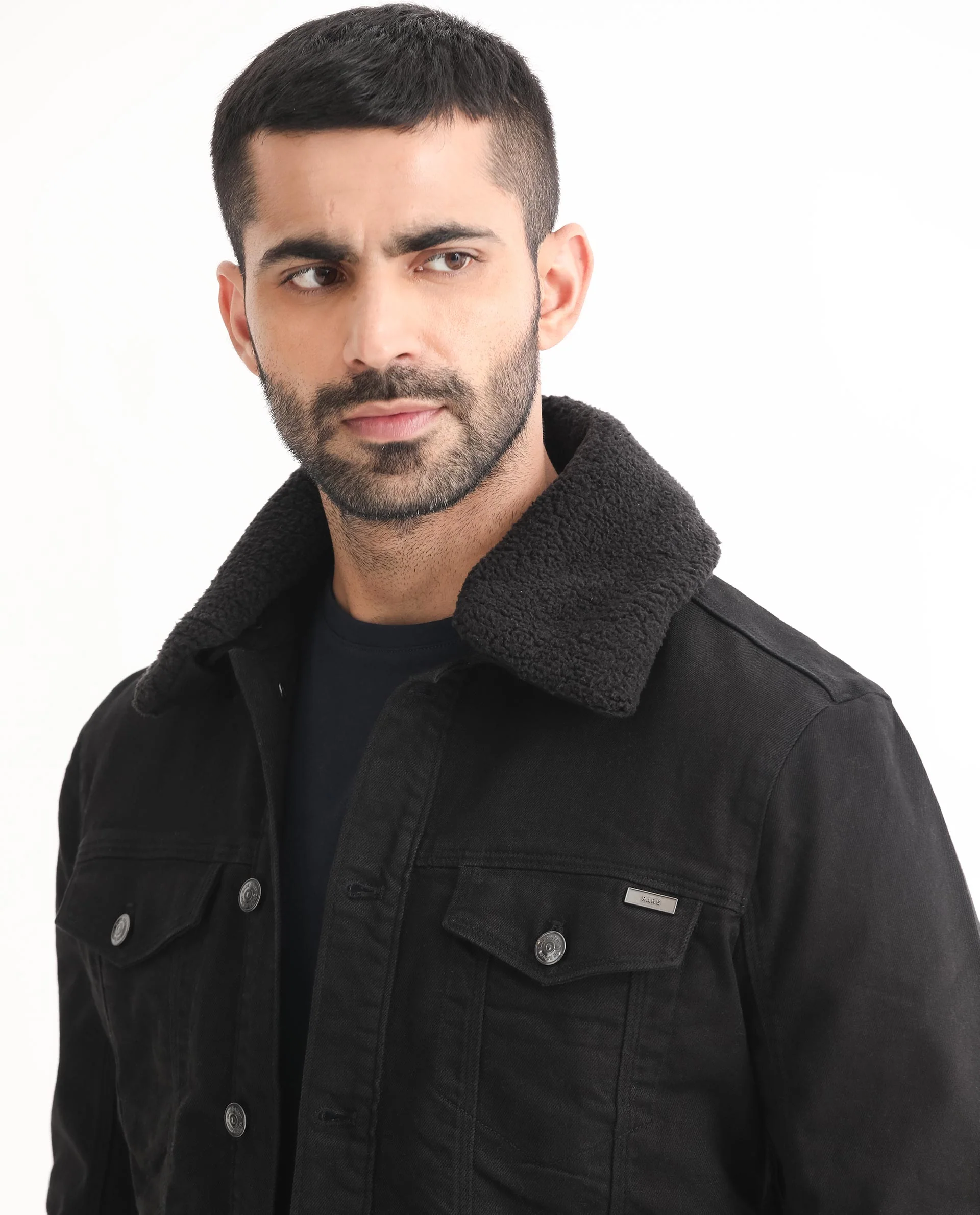 Rare Rabbit Men's Rubik Black Cotton Plain Regular Fit Full Sleeve Spread Collar Jacket - Image 6