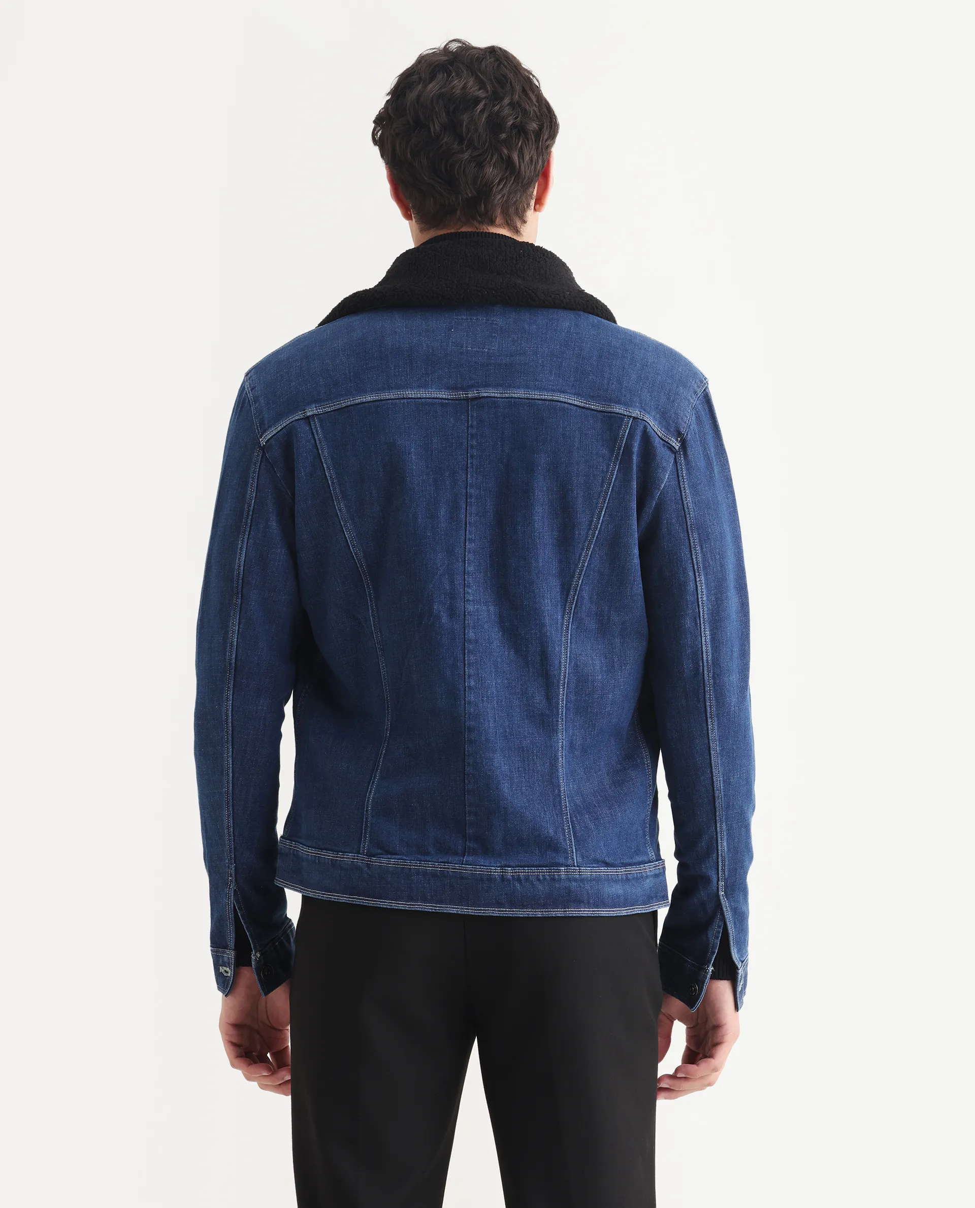 Rare Rabbit Men's Rubik Dark Blue Cotton Plain Regular Fit Full Sleeve Spread Collar Jacket - Image 7