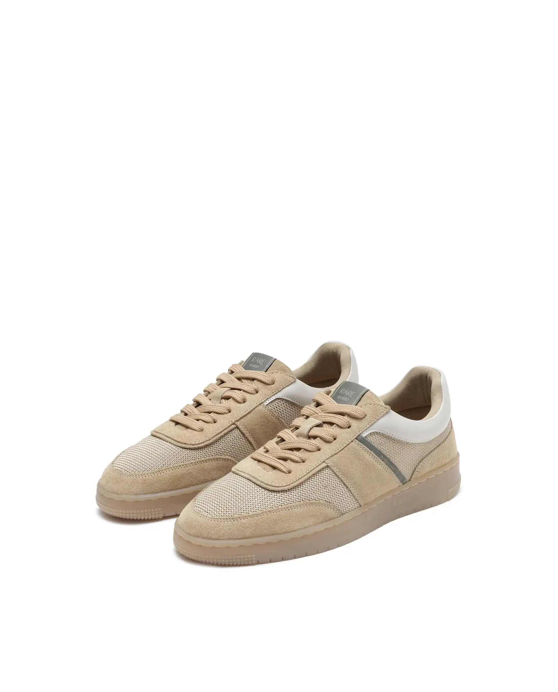 Rare Rabbit Men's Rubio Beige Premium Suede, Leather And Mesh Upper Round Toe Low-Top Lace-Up Sneaker Shoes - Image 3