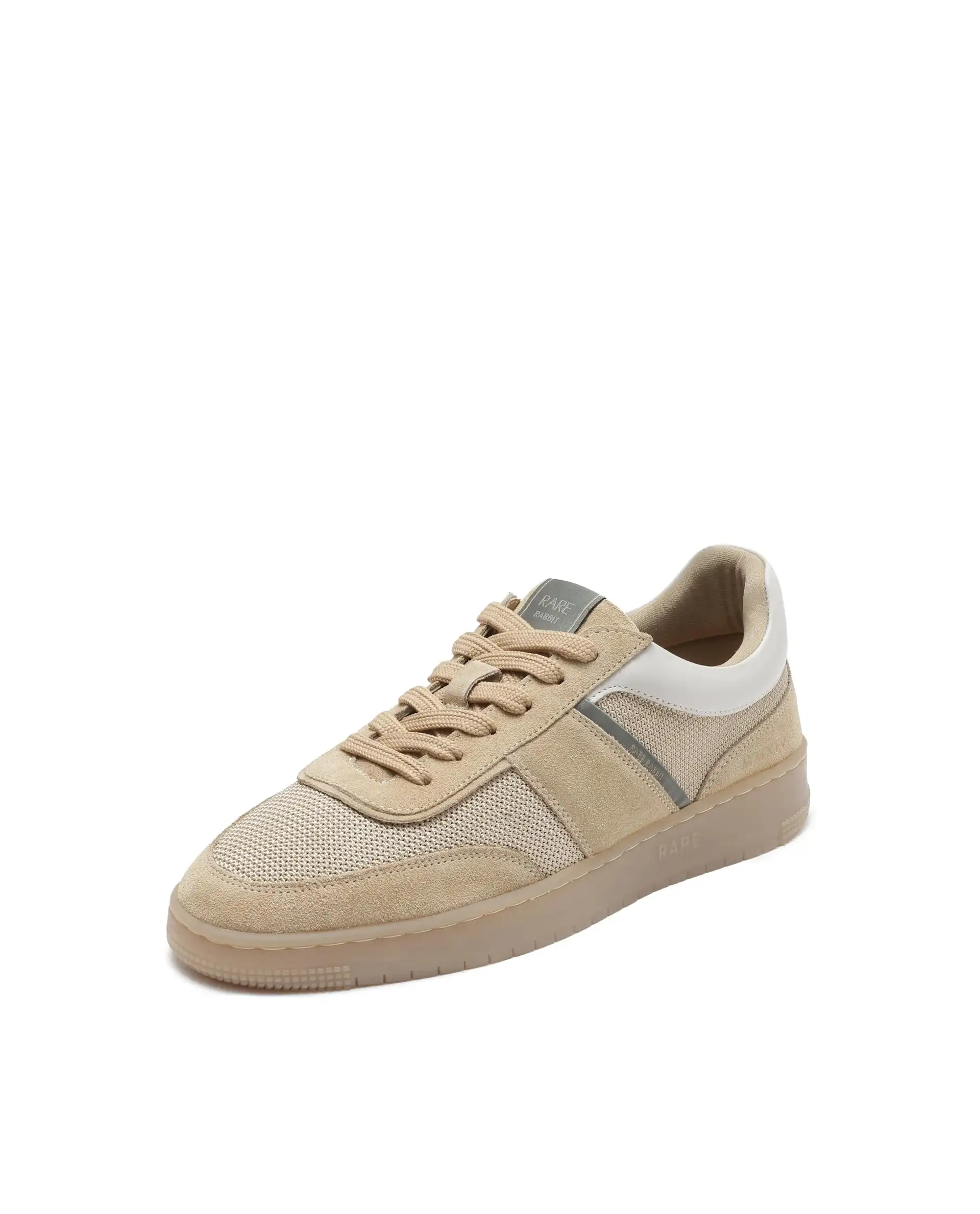Rare Rabbit Men's Rubio Beige Premium Suede, Leather And Mesh Upper Round Toe Low-Top Lace-Up Sneaker Shoes - Image 4