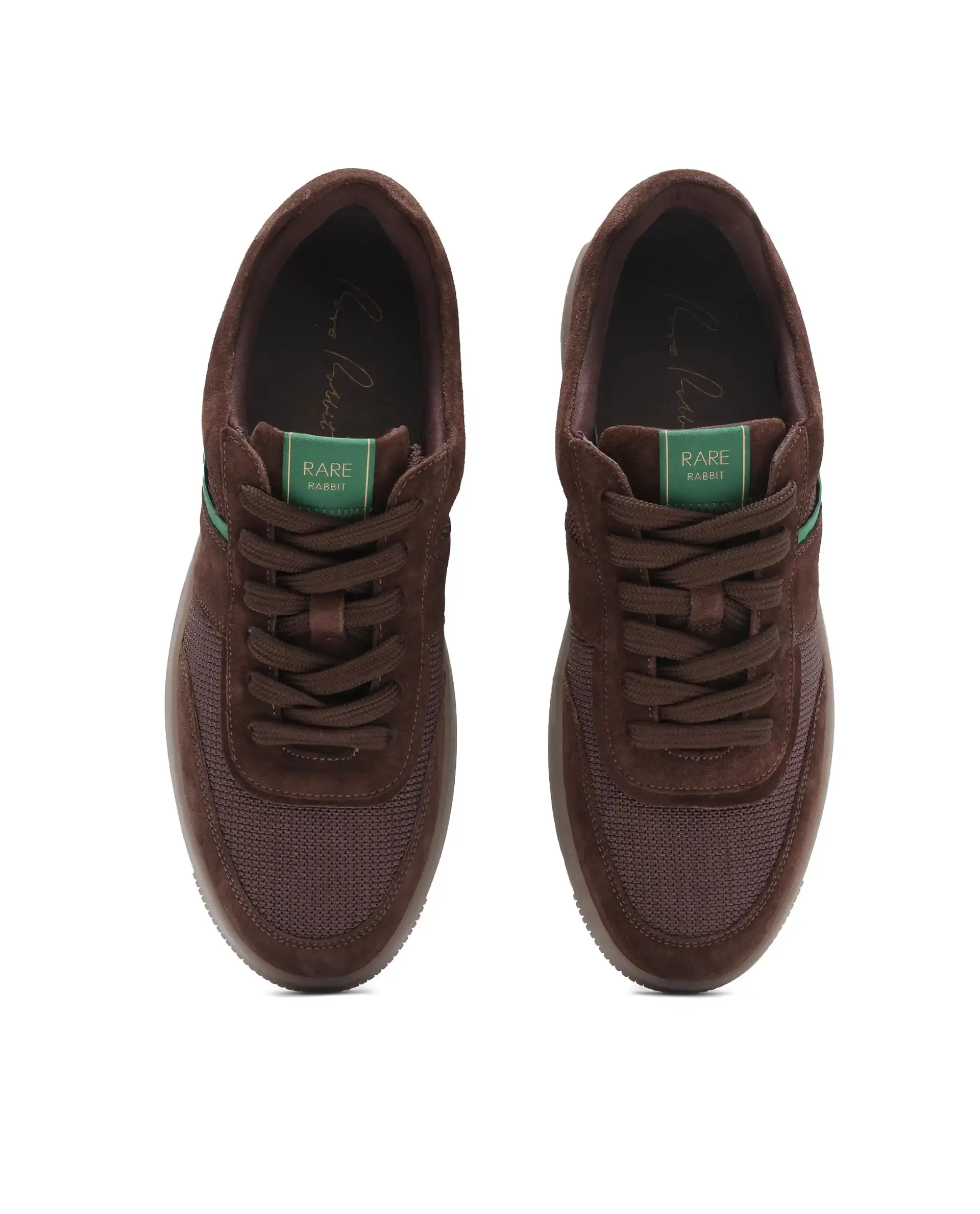 Rare Rabbit Men's Rubio Dark Brown Premium Suede, Leather And Mesh Upper Round Toe Low-Top Lace-Up Sneaker Shoes - Image 8