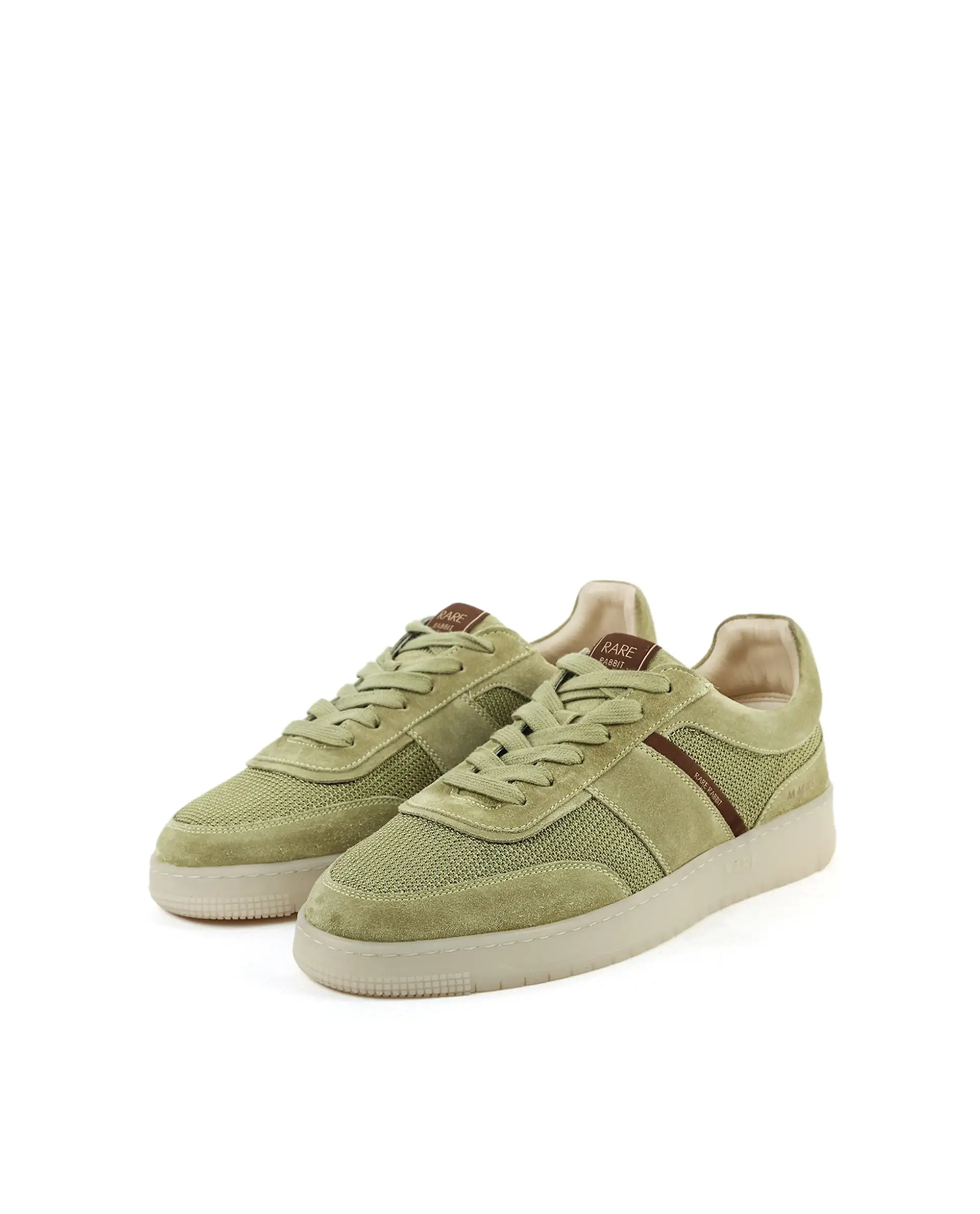 Rare Rabbit Men's Rubio Pastel Green Premium Suede, Leather And Mesh Upper Round Toe Low-Top Lace-Up Sneaker Shoes - Image 3