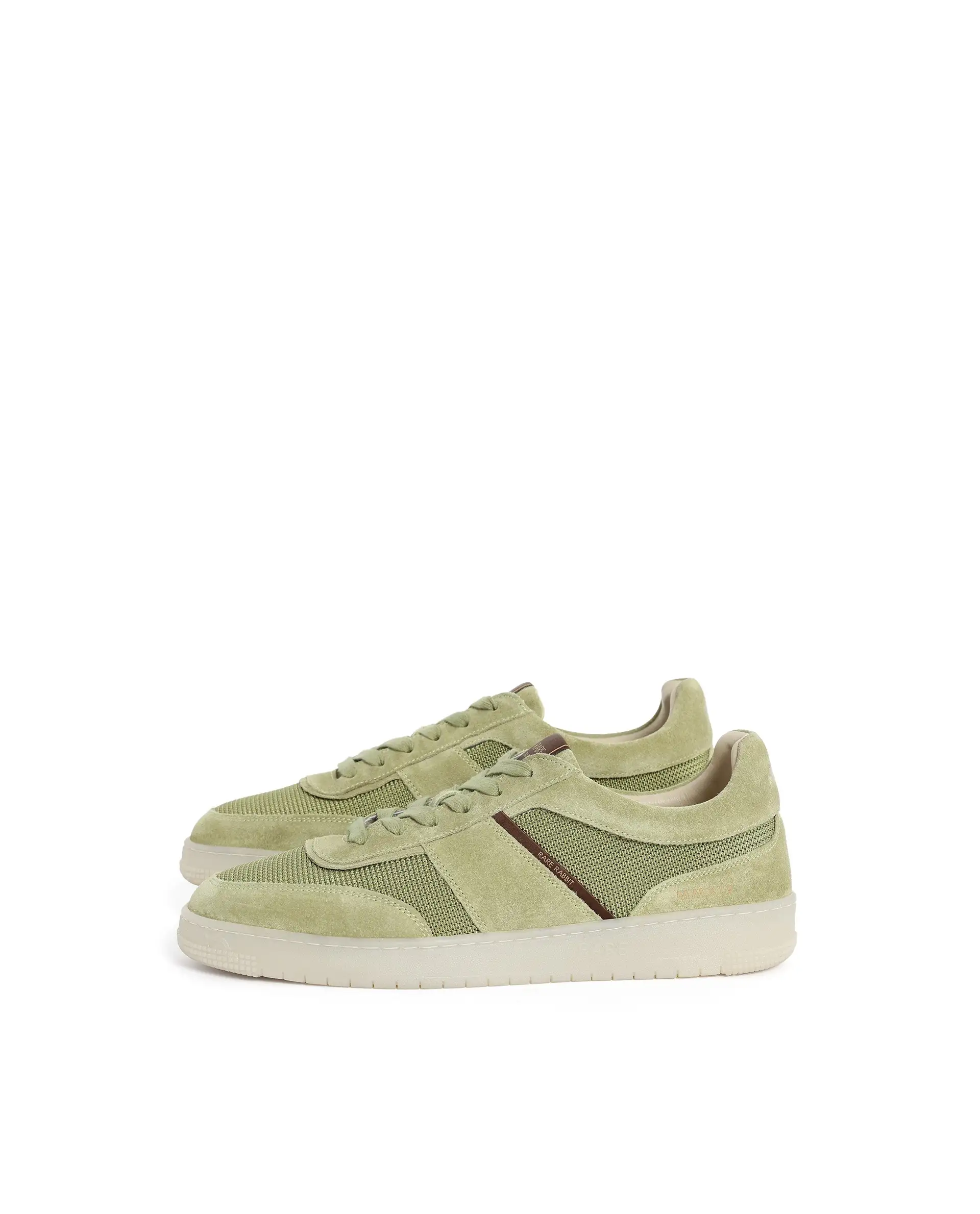Rare Rabbit Men's Rubio Pastel Green Premium Suede, Leather And Mesh Upper Round Toe Low-Top Lace-Up Sneaker Shoes - Image 5