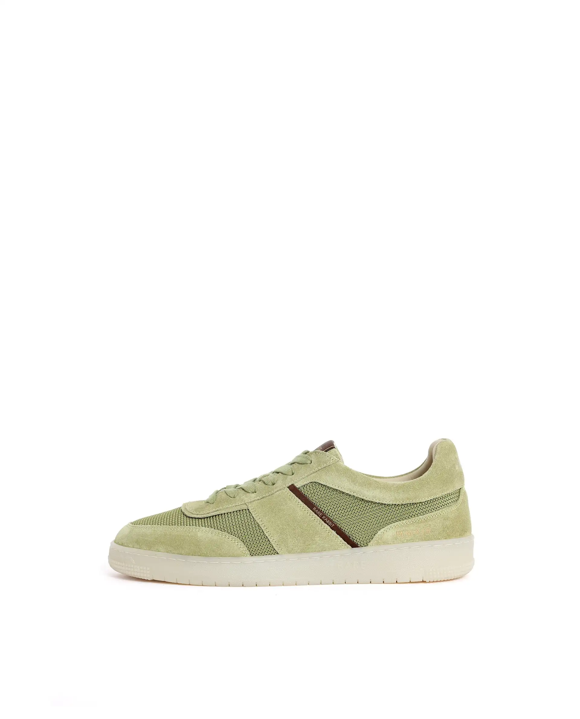 Rare Rabbit Men's Rubio Pastel Green Premium Suede, Leather And Mesh Upper Round Toe Low-Top Lace-Up Sneaker Shoes - Image 8