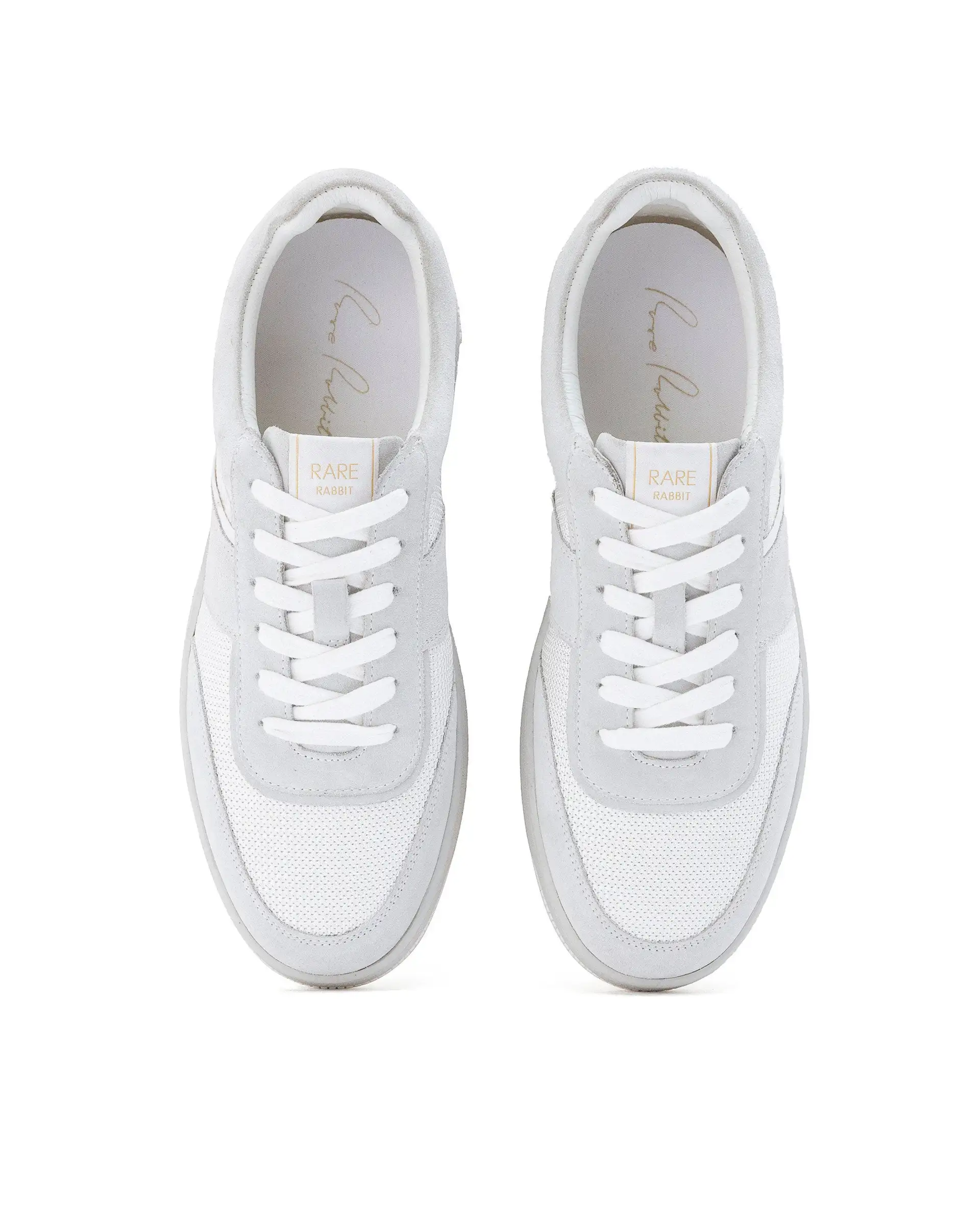 Rare Rabbit Men's Rubio White Premium Suede And Mesh Upper Round Toe Low-Top Lace-Up Sneaker Shoes - Image 4